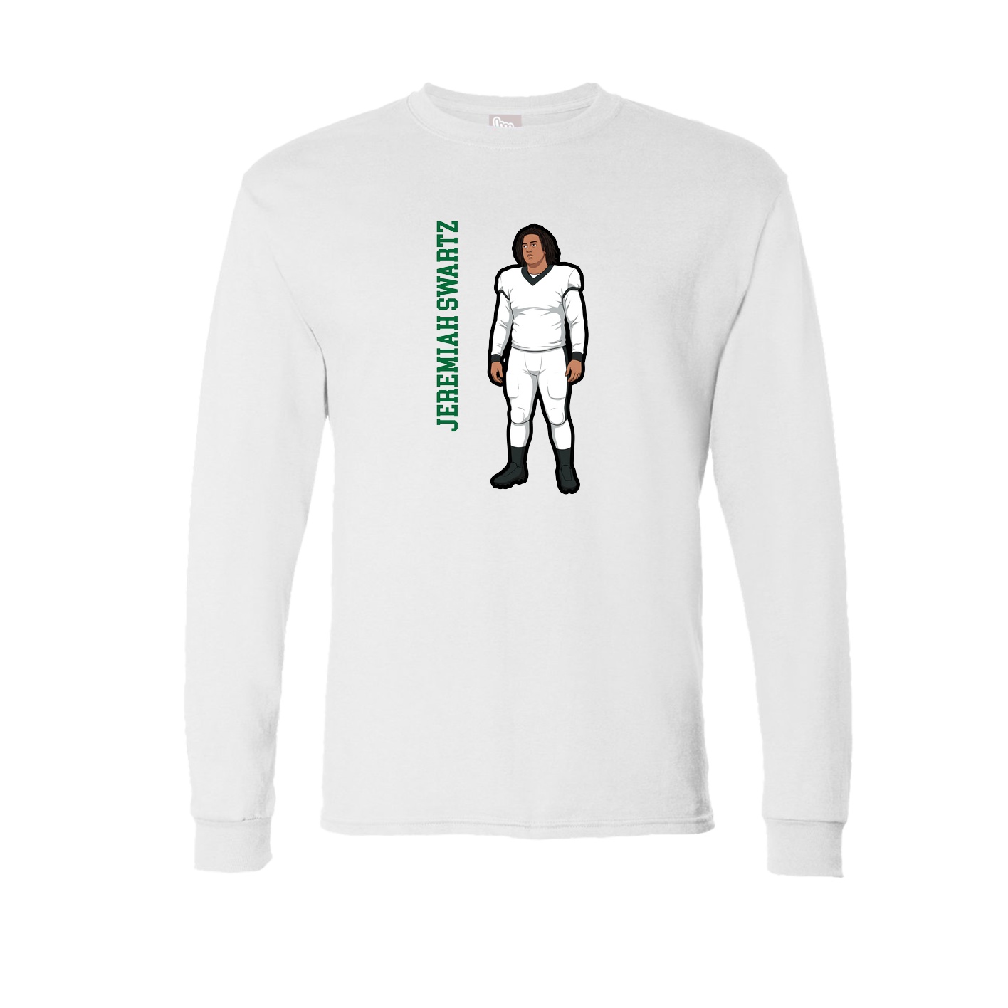 Long Sleeve Tee — Name Vertical in White