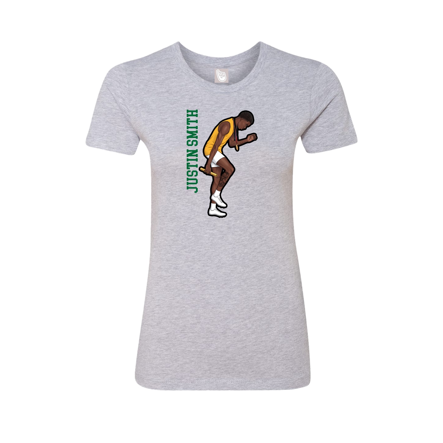 Fitted Women's Tee — Name Vertical in Grey