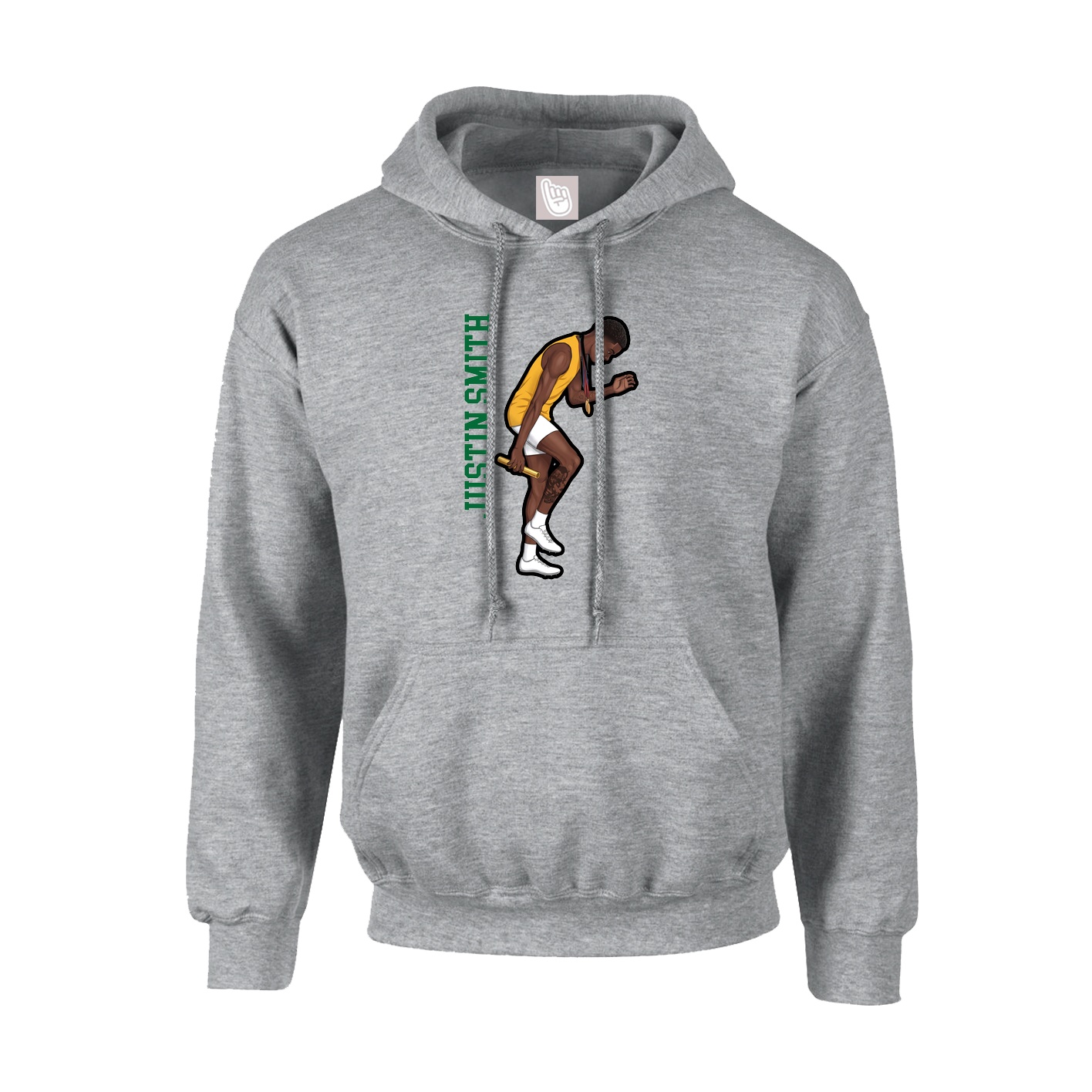 Youth Hoodie — Name Vertical in Grey