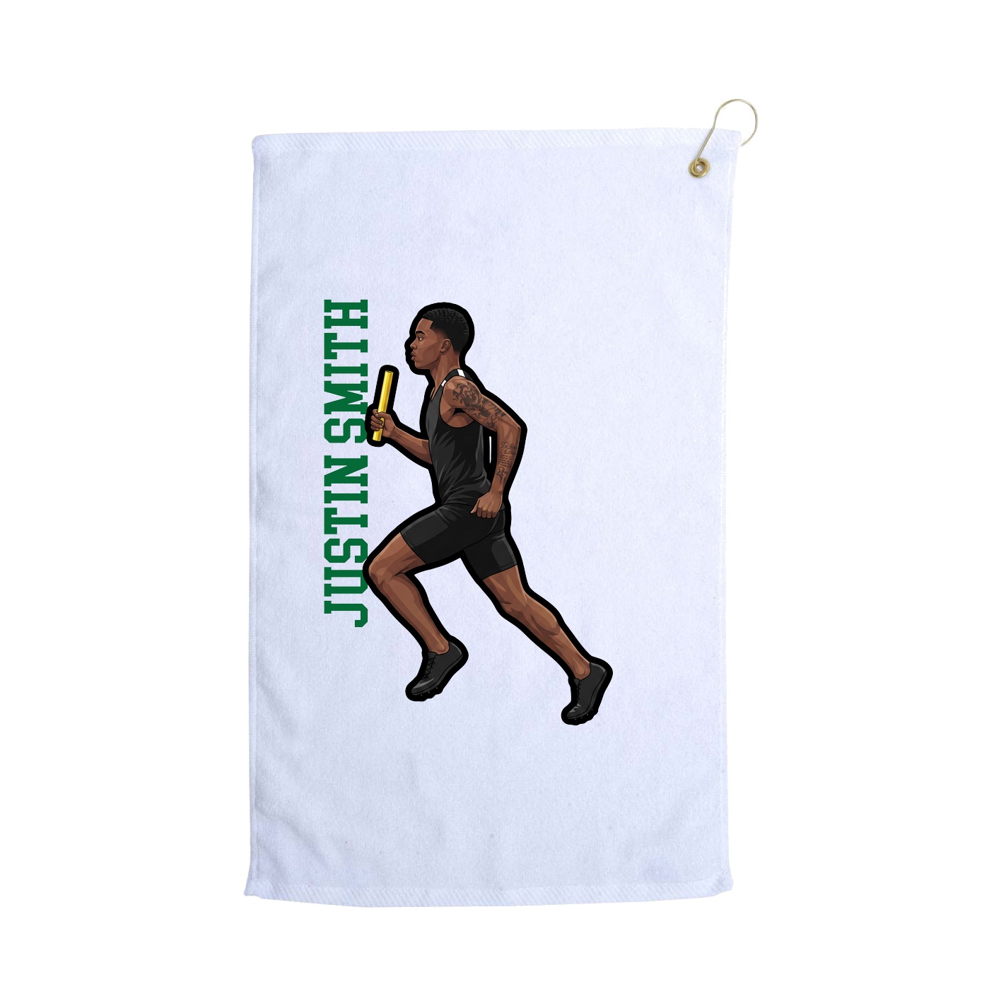 Golf Towel — Name Vertical in White