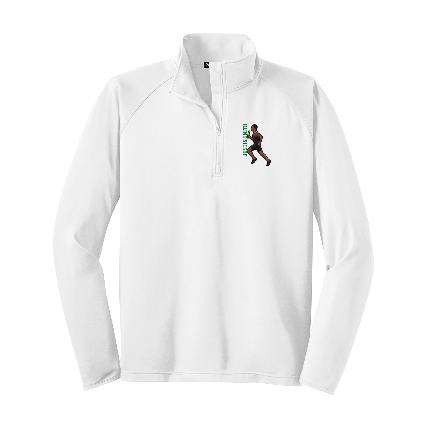 Q-Zip Pullover — Name Vertical in White