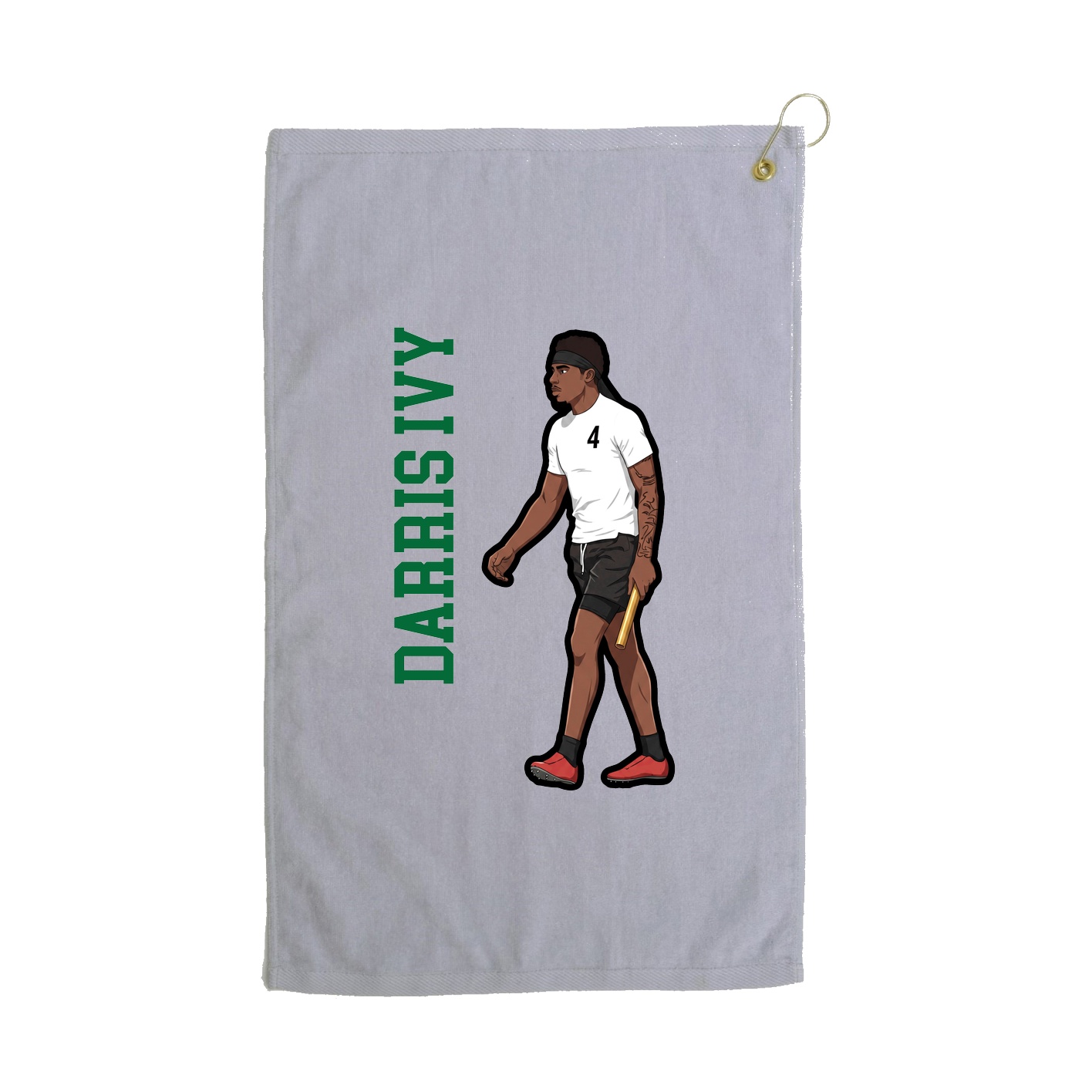 Golf Towel — Name Vertical in Grey