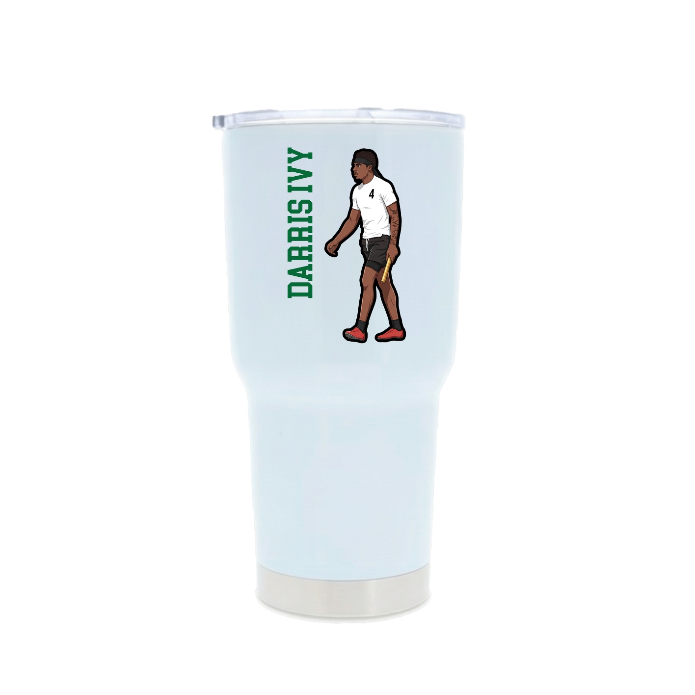 30oz Stainless Steel Tumbler — Name Vertical in White
