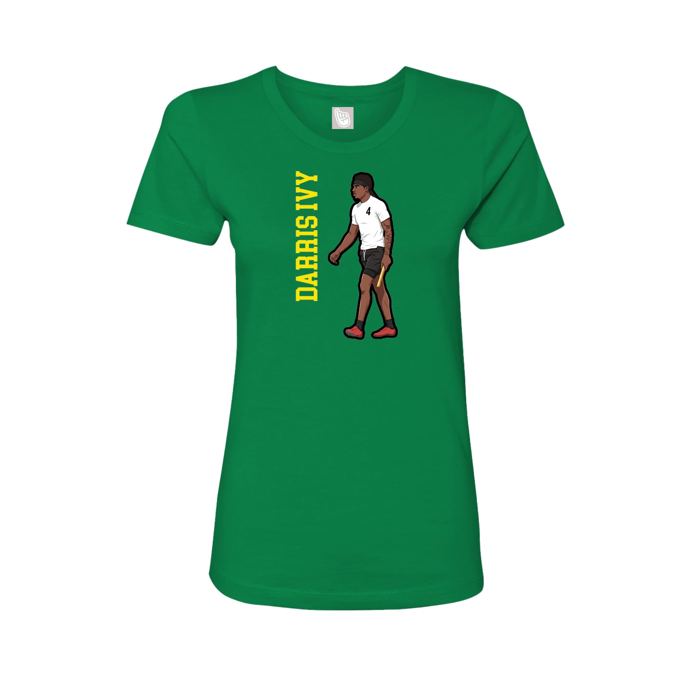 Fitted Women's Tee — Name Vertical in Green
