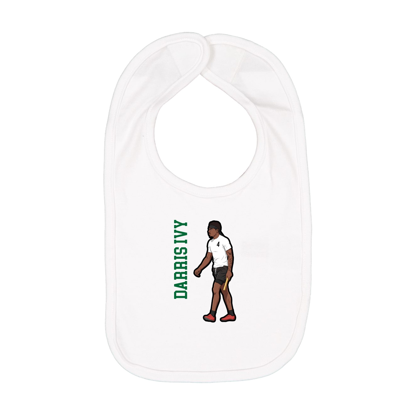 Infant Bib — Name Vertical in White