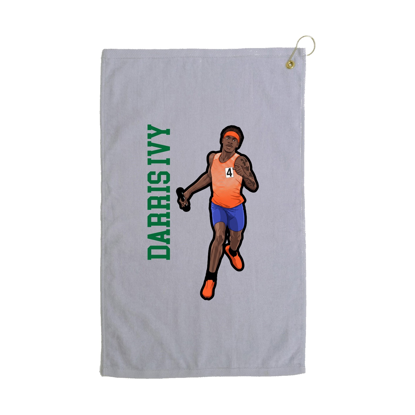Golf Towel — Name Vertical in Grey