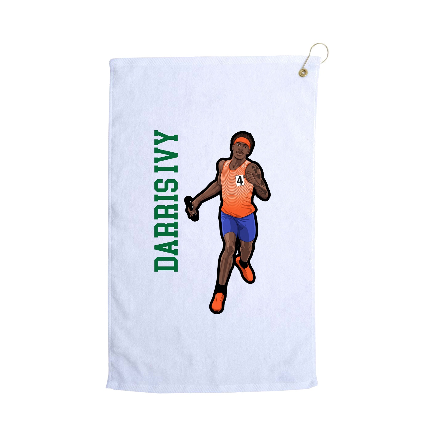 Golf Towel — Name Vertical in White