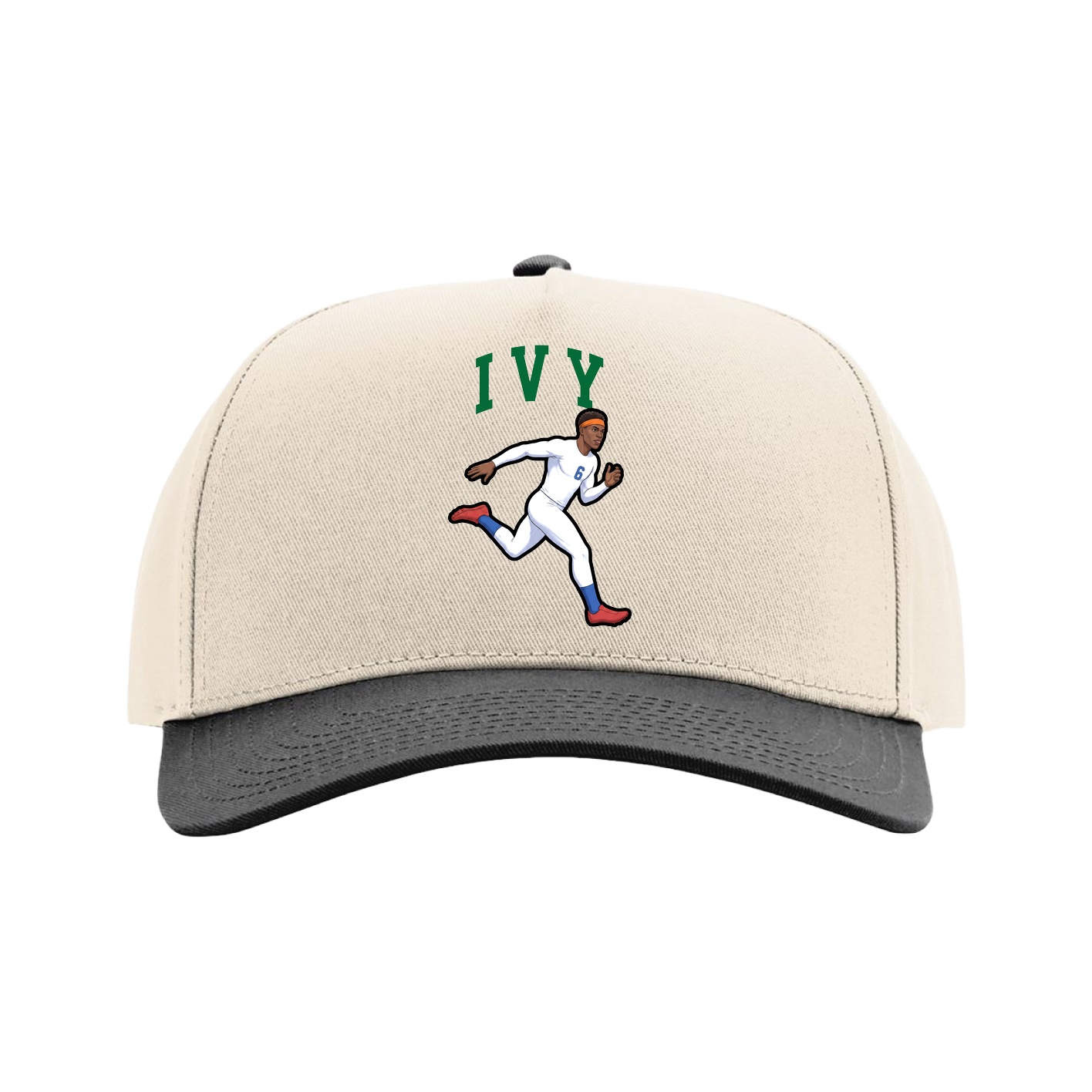 Full Fabric Five-Panel Champ Cap — Shirsey in Cream/Black