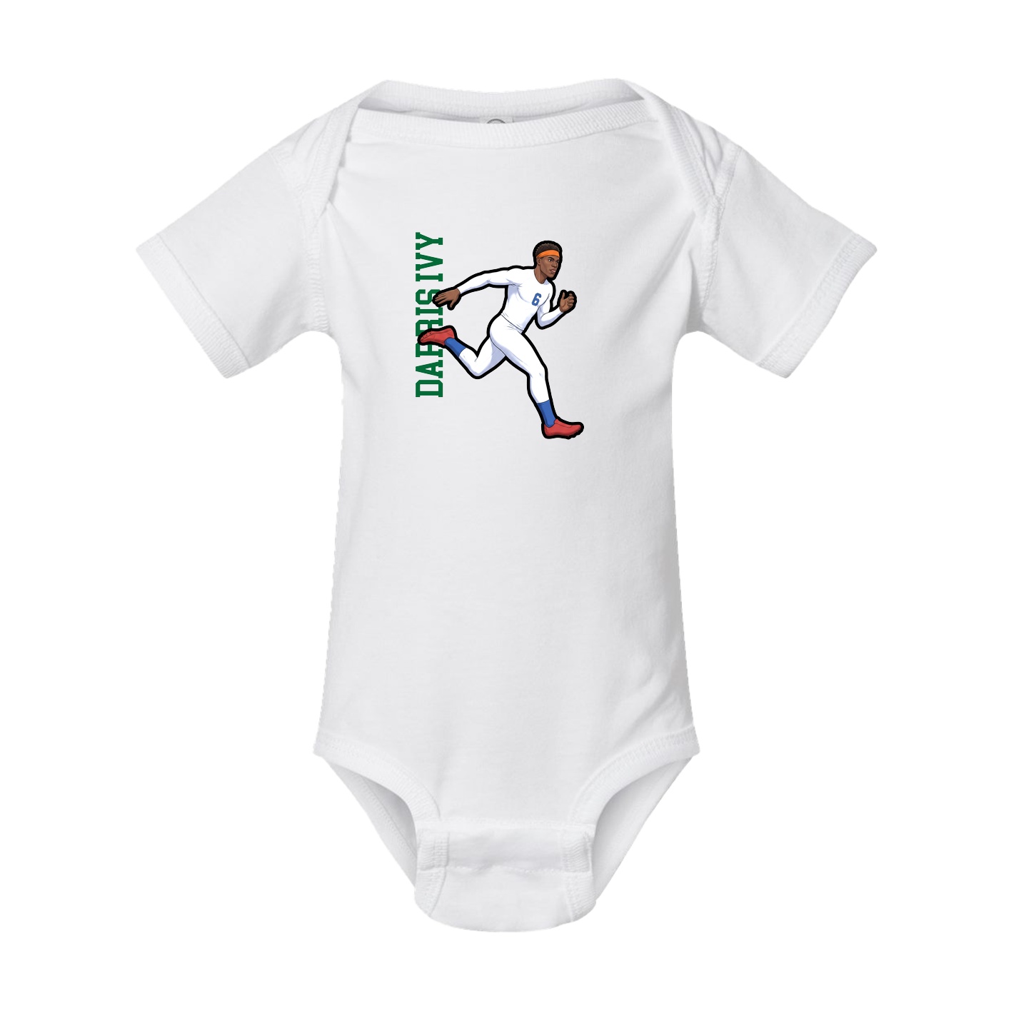 Baby Onesie — Name Vertical in White