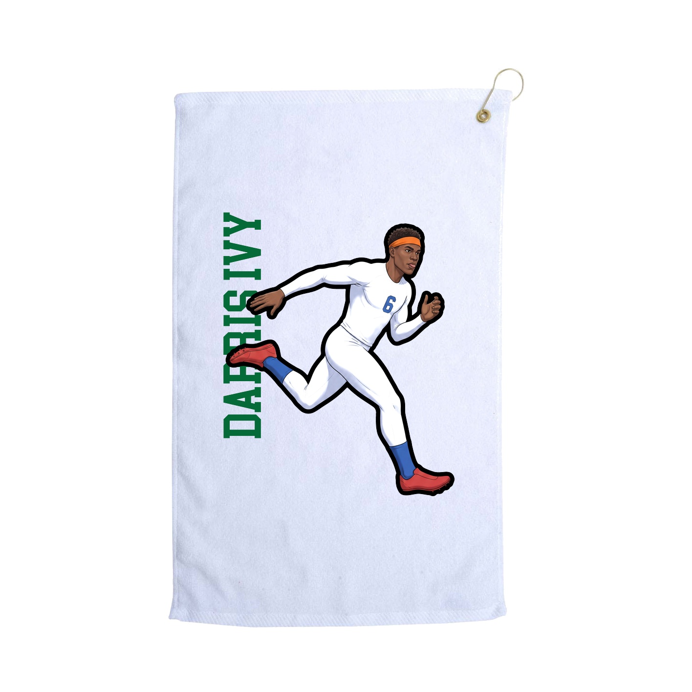 Golf Towel — Name Vertical in White