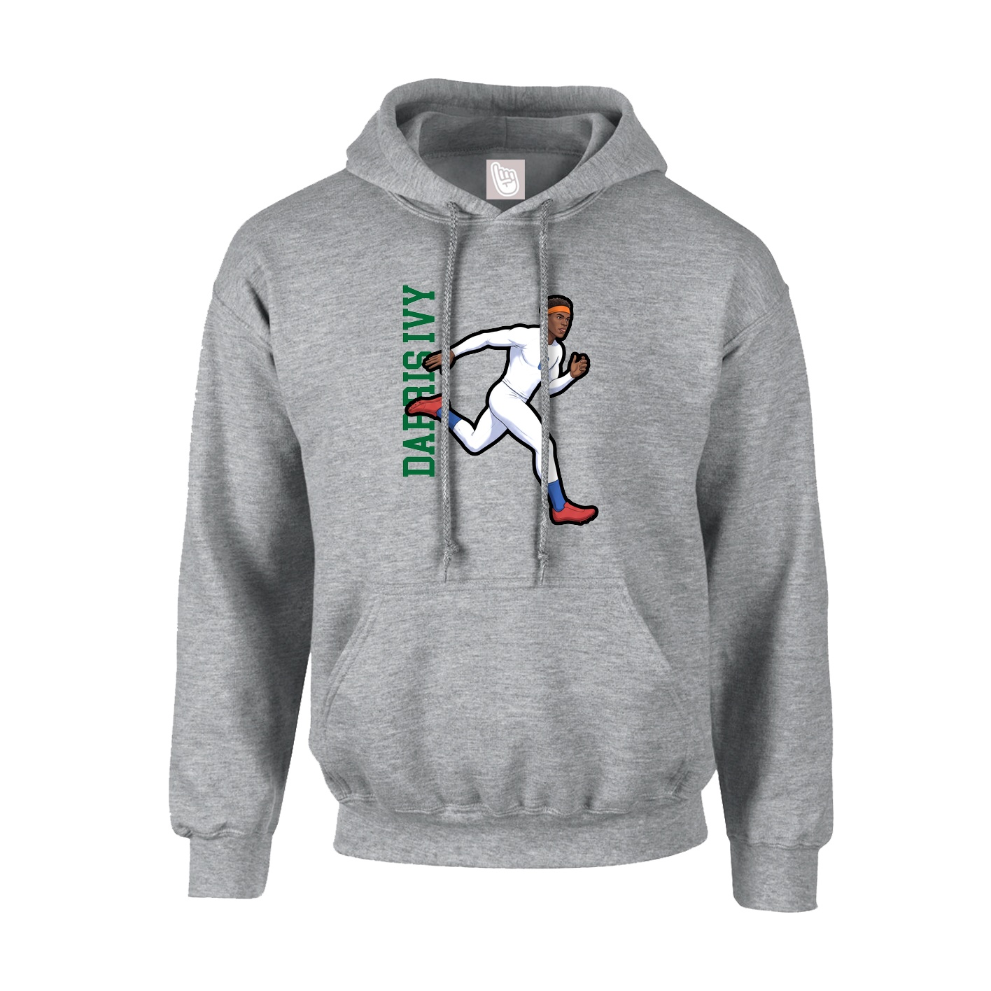 Youth Hoodie — Name Vertical in Grey