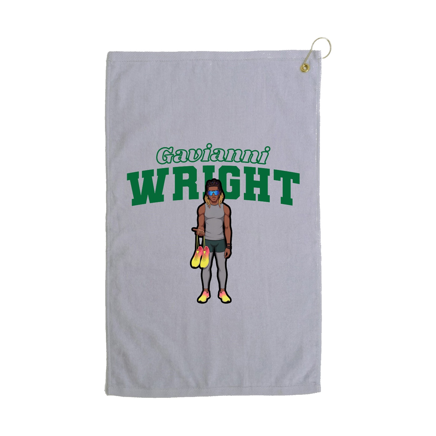 Golf Towel — Name Arch in Grey