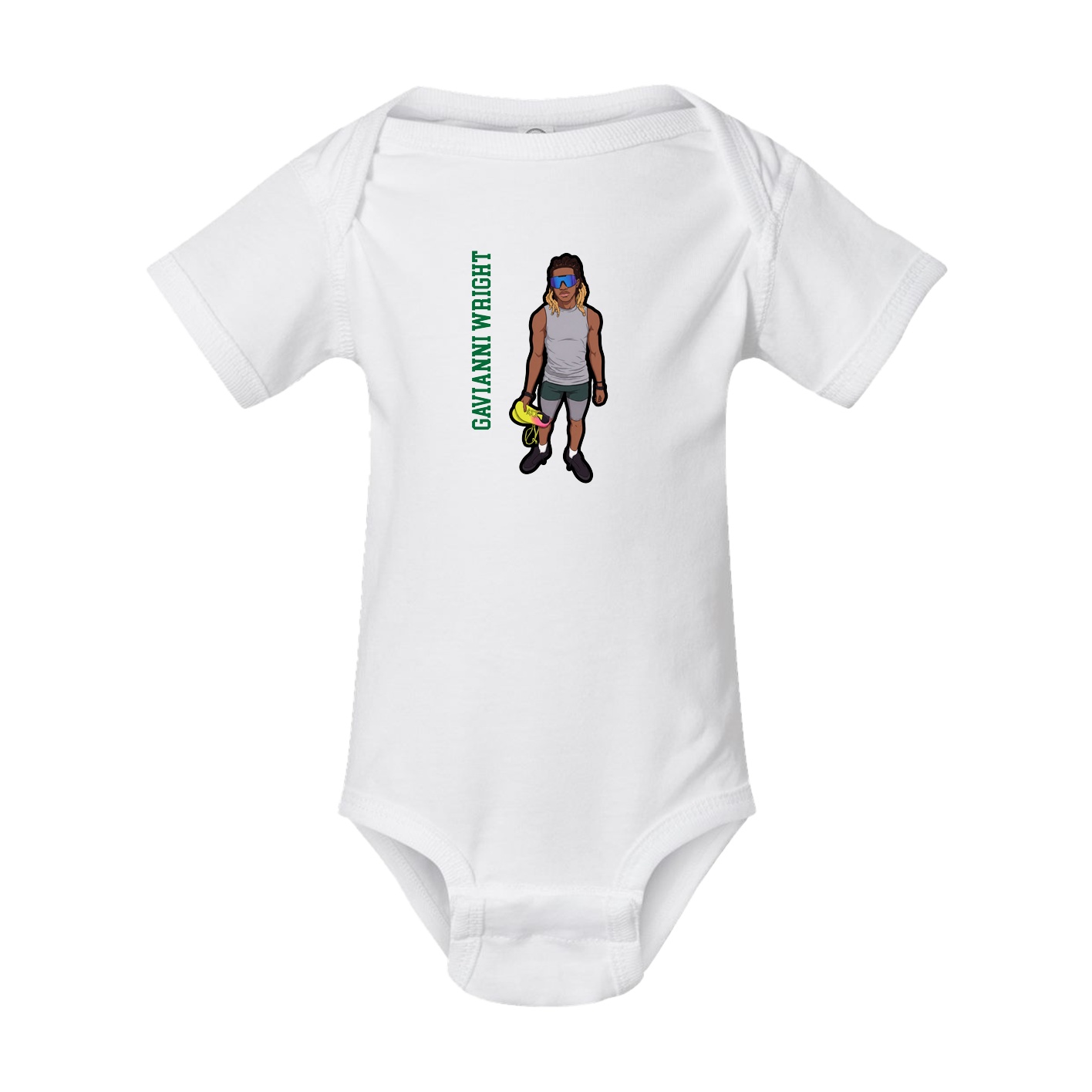 Baby Onesie — Name Vertical in White