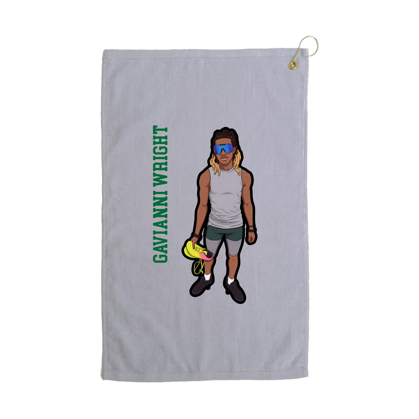 Golf Towel — Name Vertical in Grey