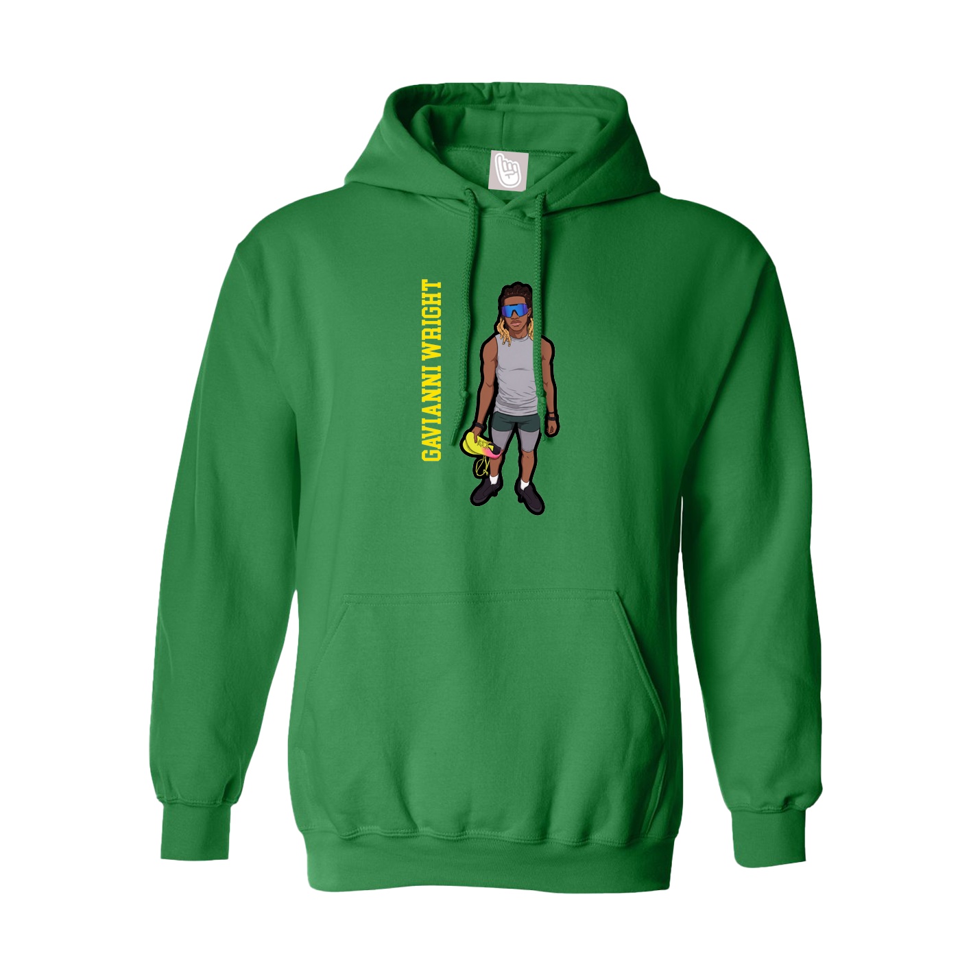 Youth Hoodie — Name Vertical in Green