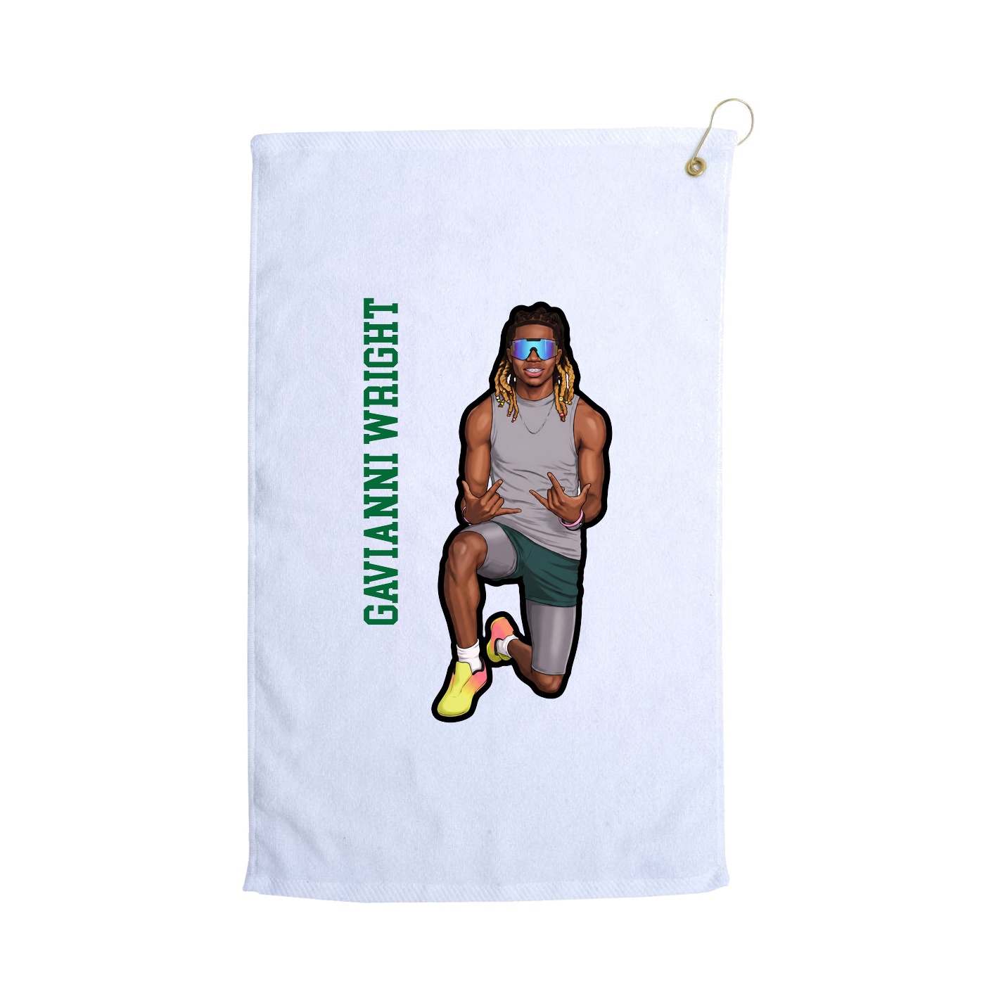 Golf Towel — Name Vertical in White