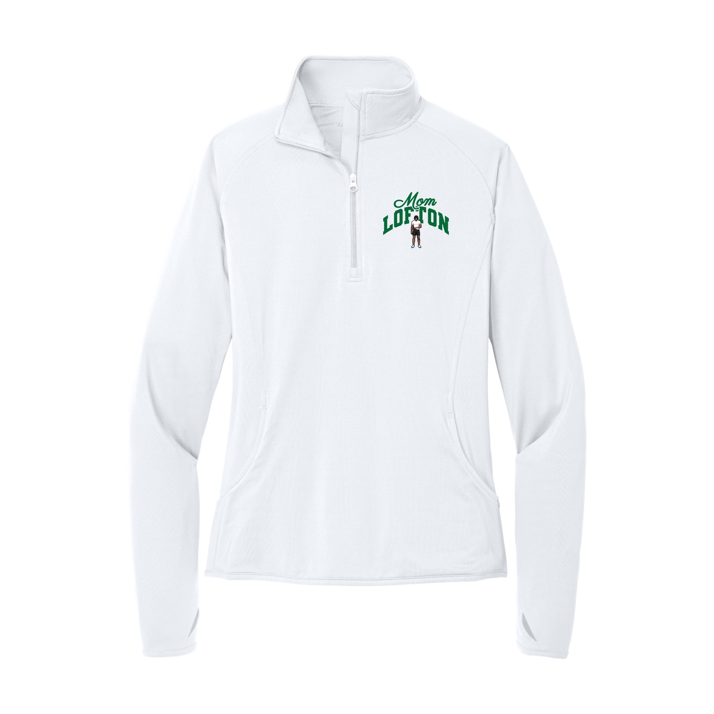 Women's Q-Zip Pullover — Mothers Day Arch in White
