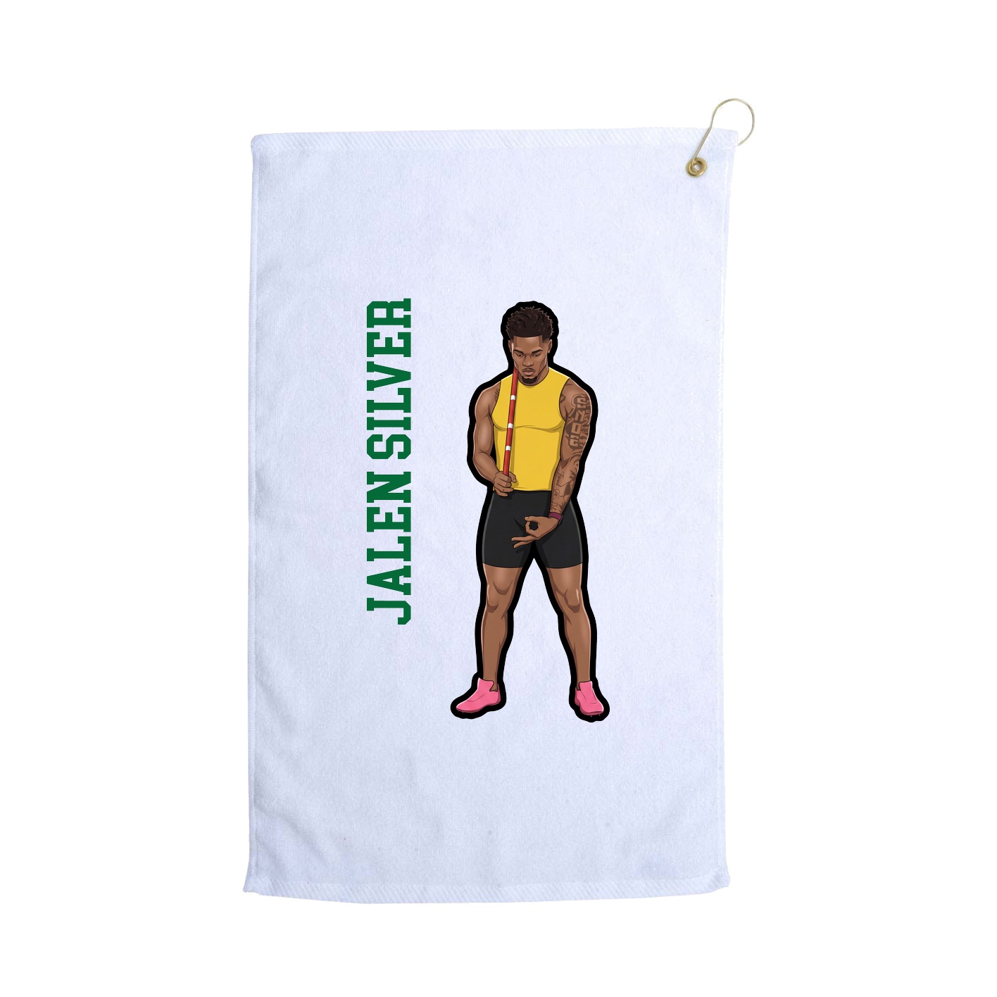 Golf Towel — Name Vertical in White