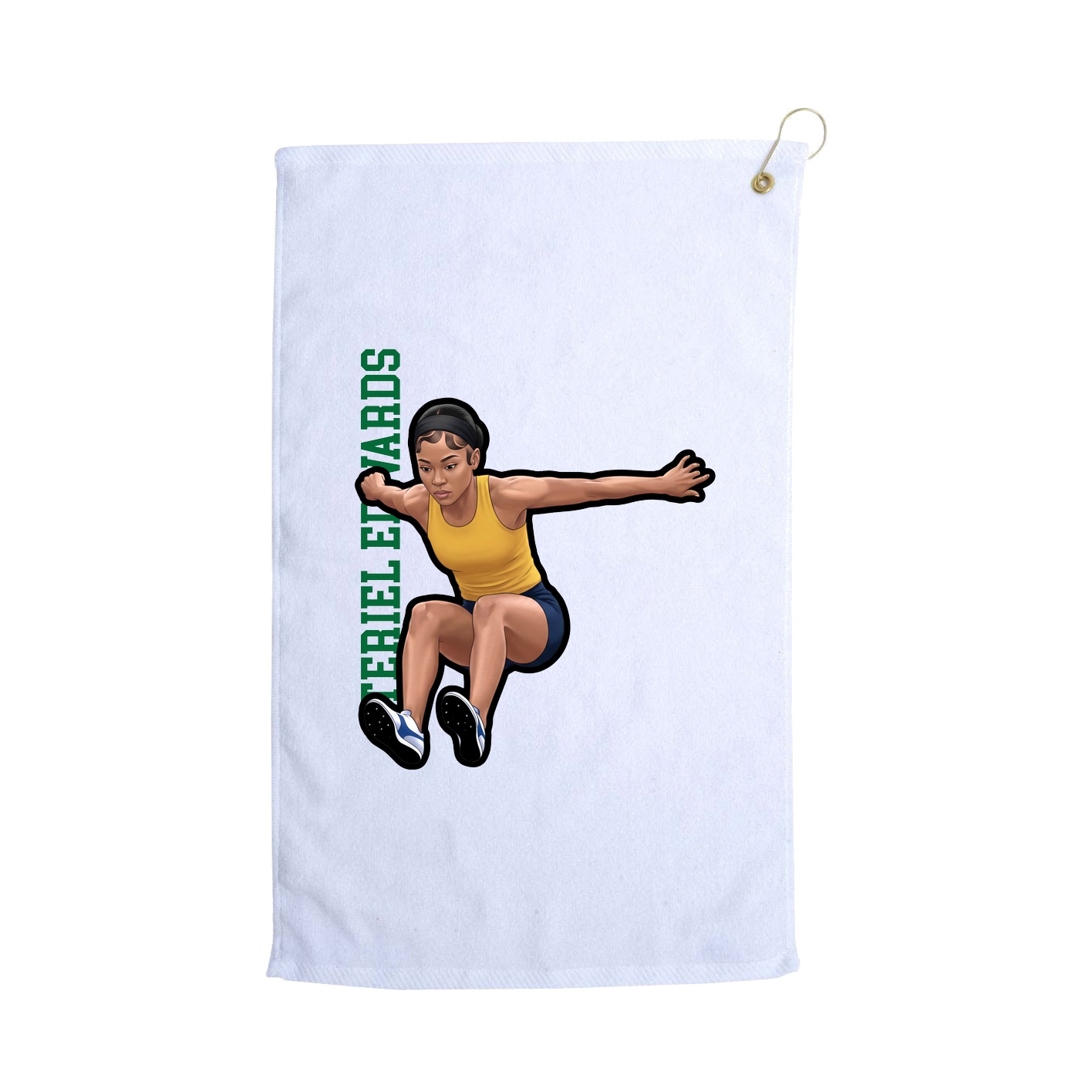 Golf Towel — Name Vertical in White