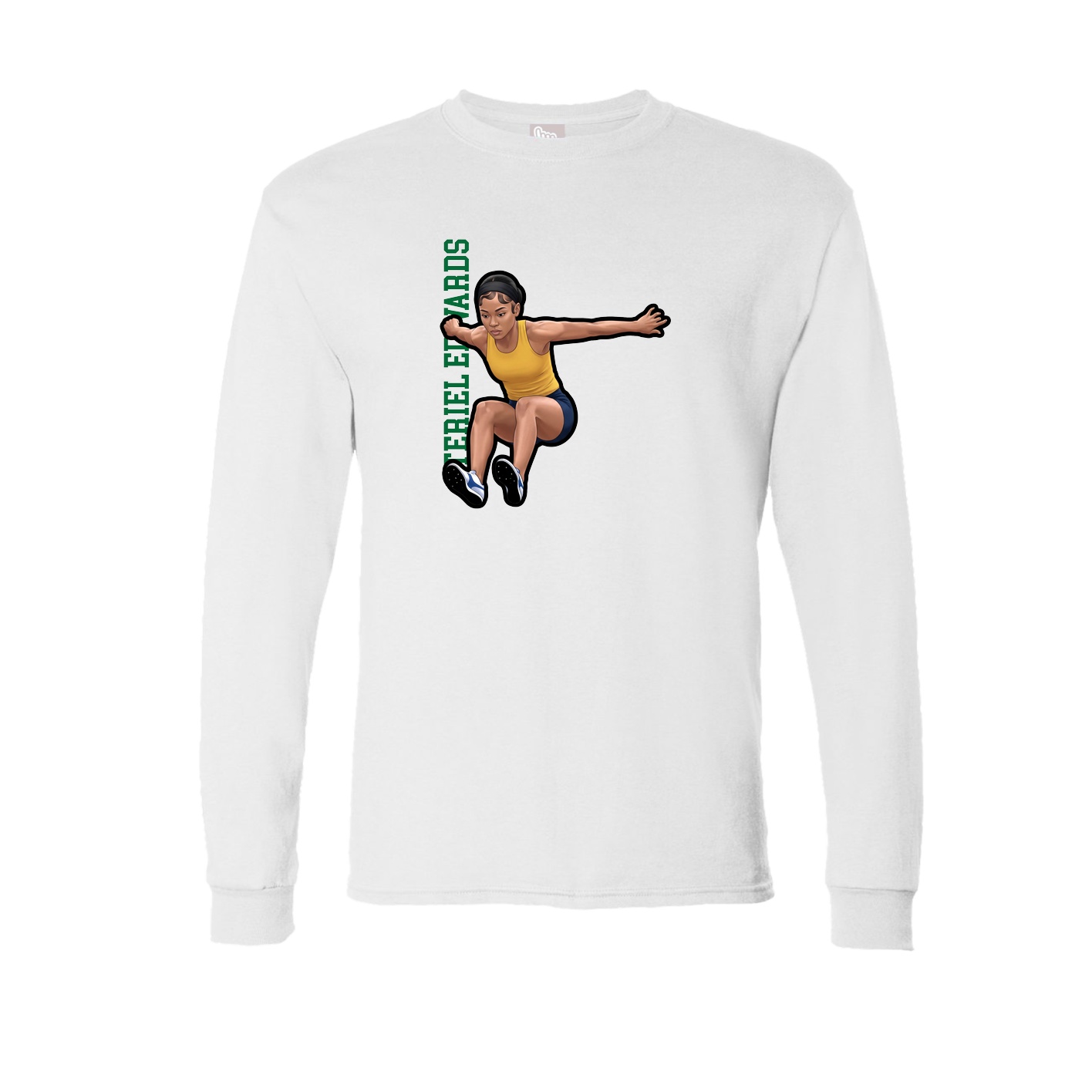 Long Sleeve Tee — Name Vertical in White