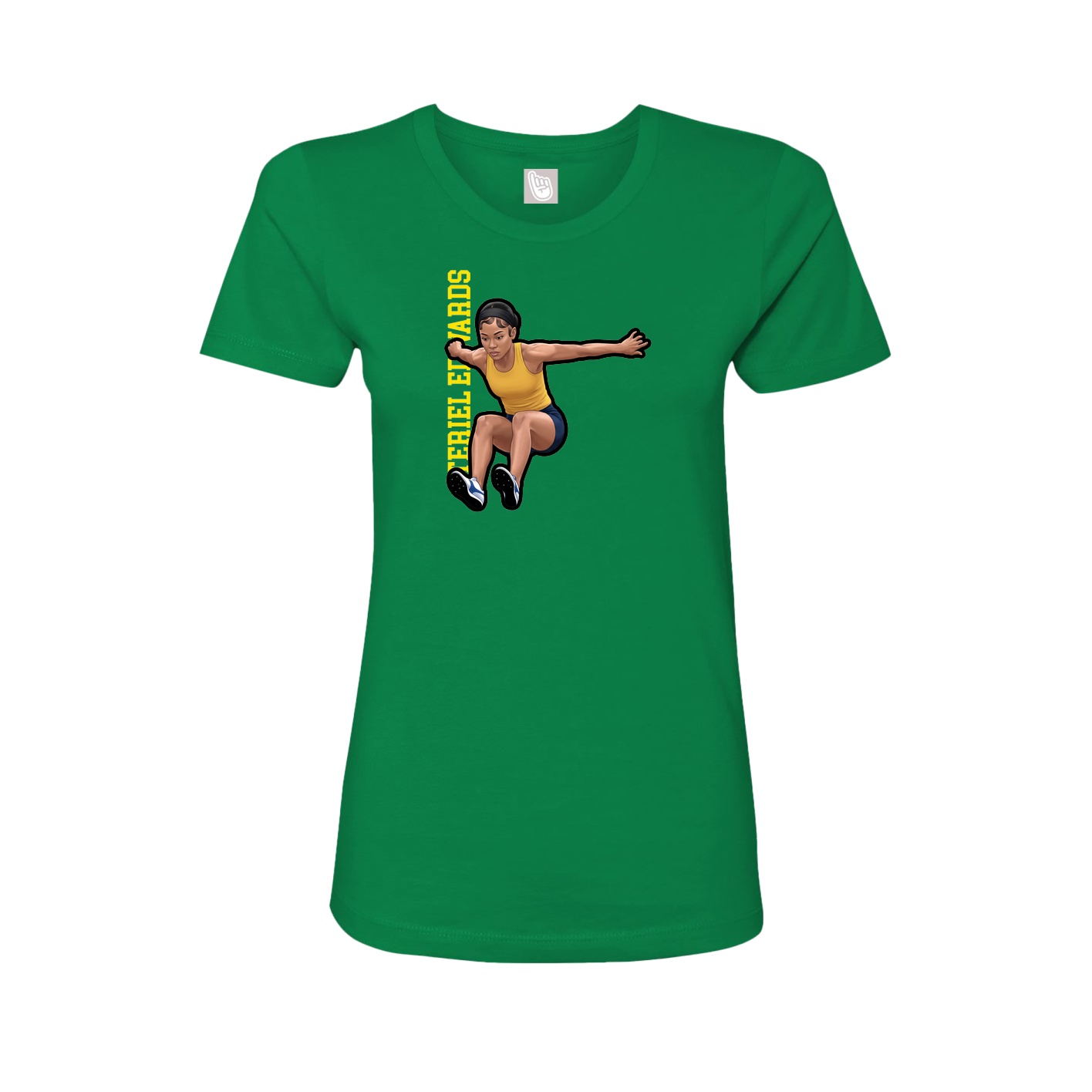 Fitted Women's Tee — Name Vertical in Green