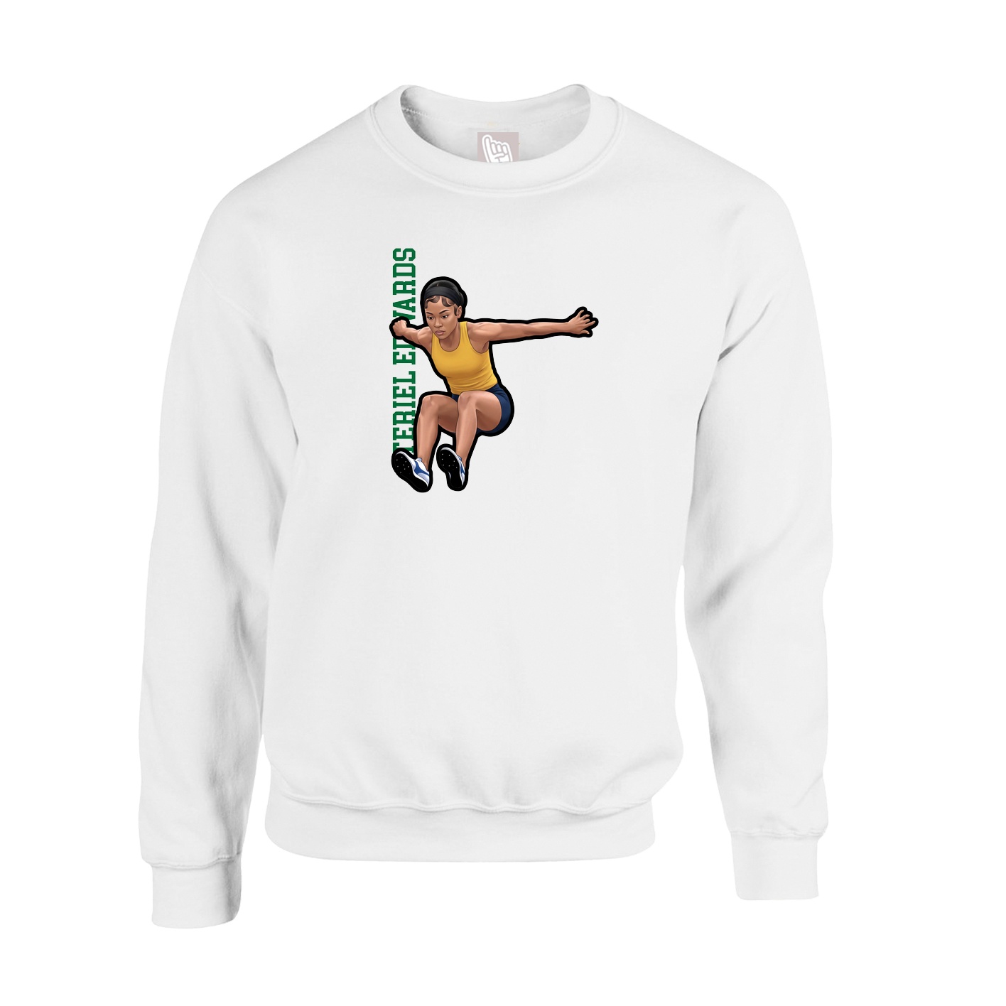 Fleece Crew — Name Vertical in White
