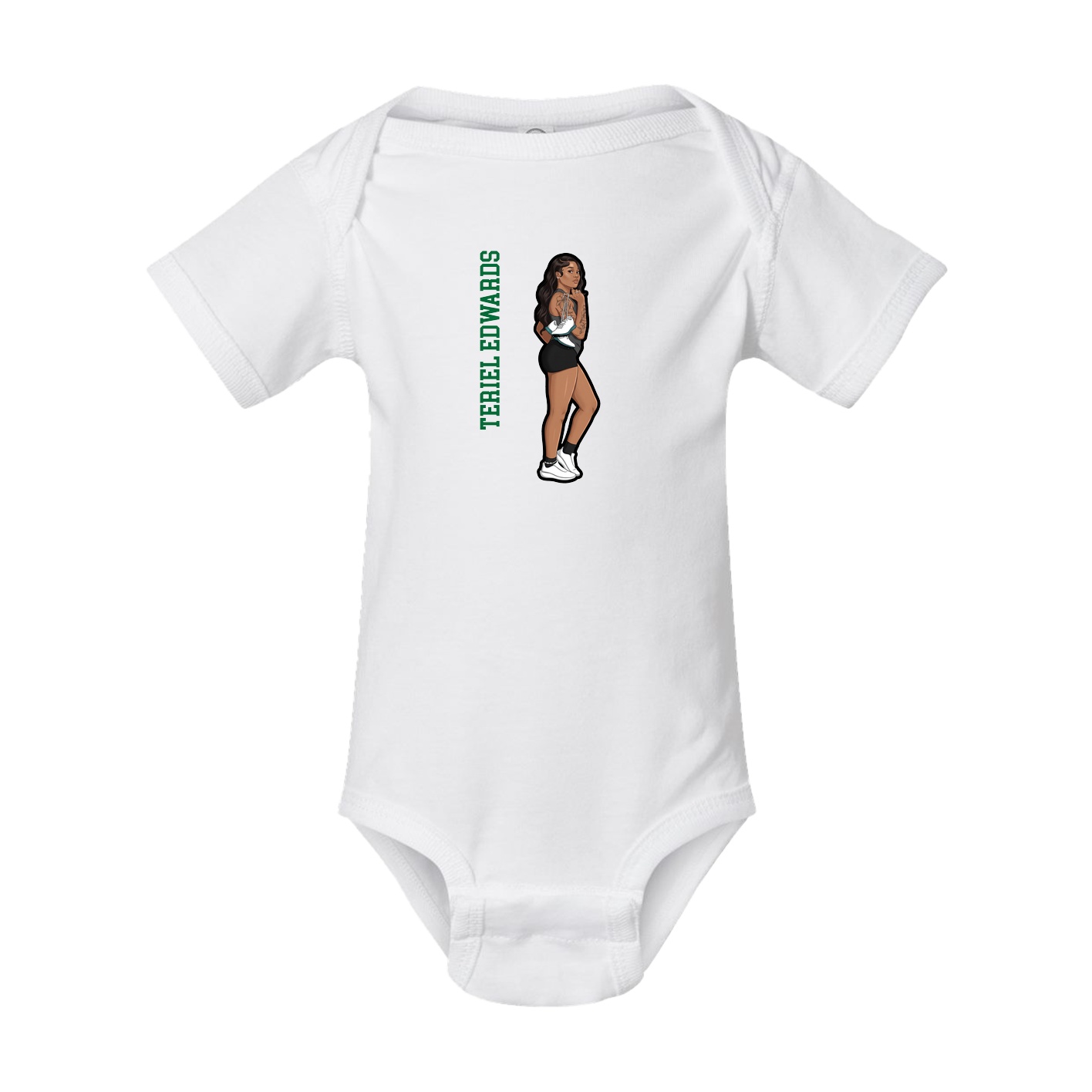 Baby Onesie — Name Vertical in White