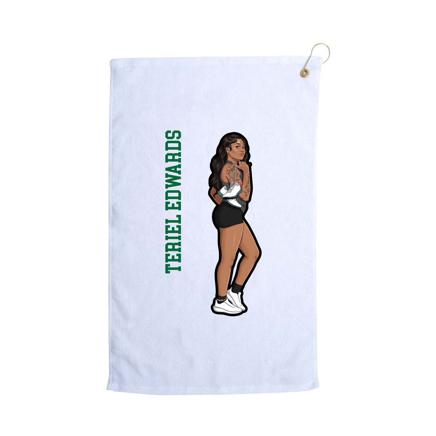 Golf Towel — Name Vertical in White
