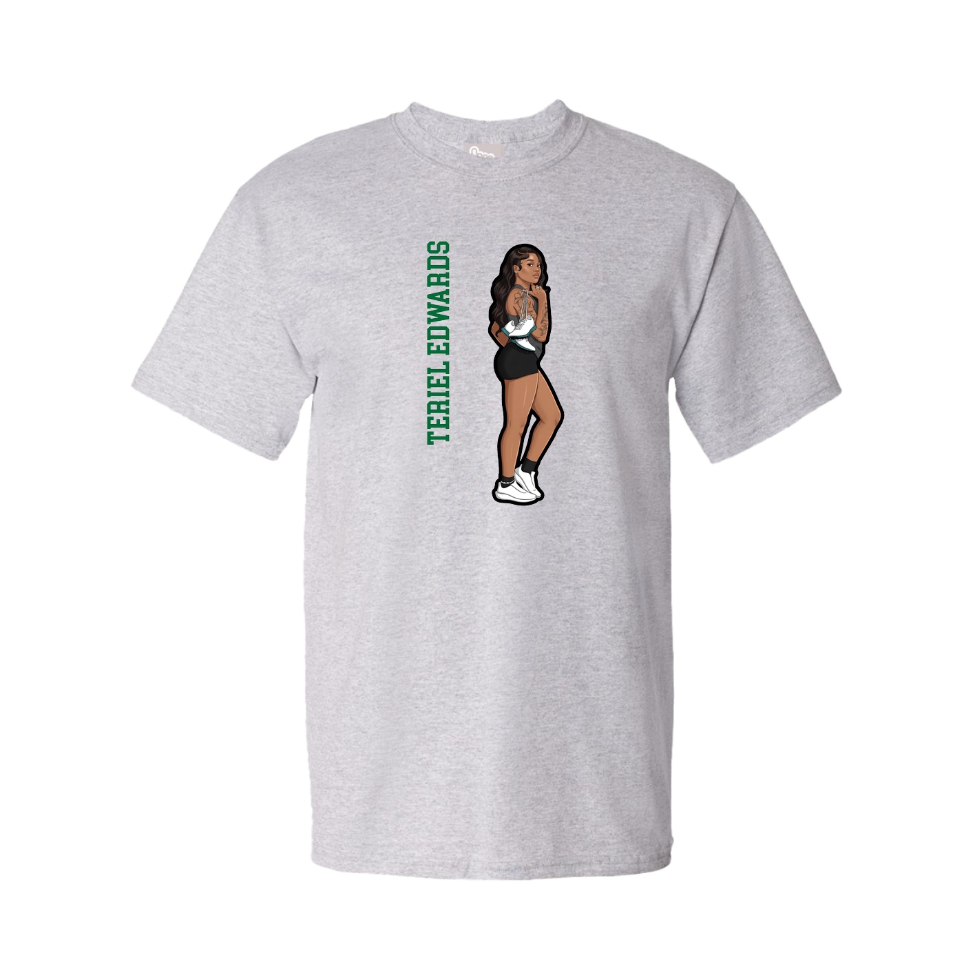 Tee — Name Vertical in Grey
