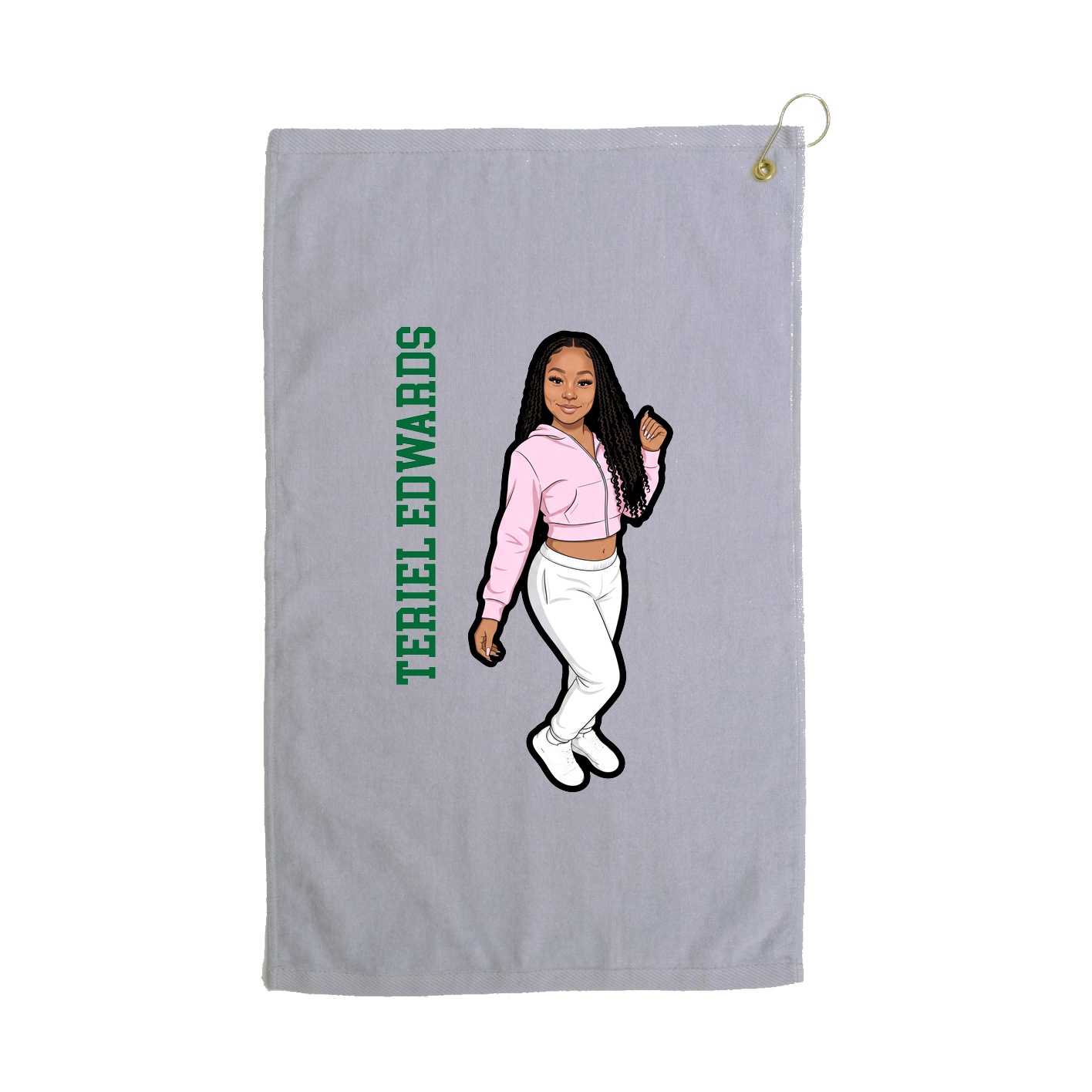 Golf Towel — Name Vertical in Grey