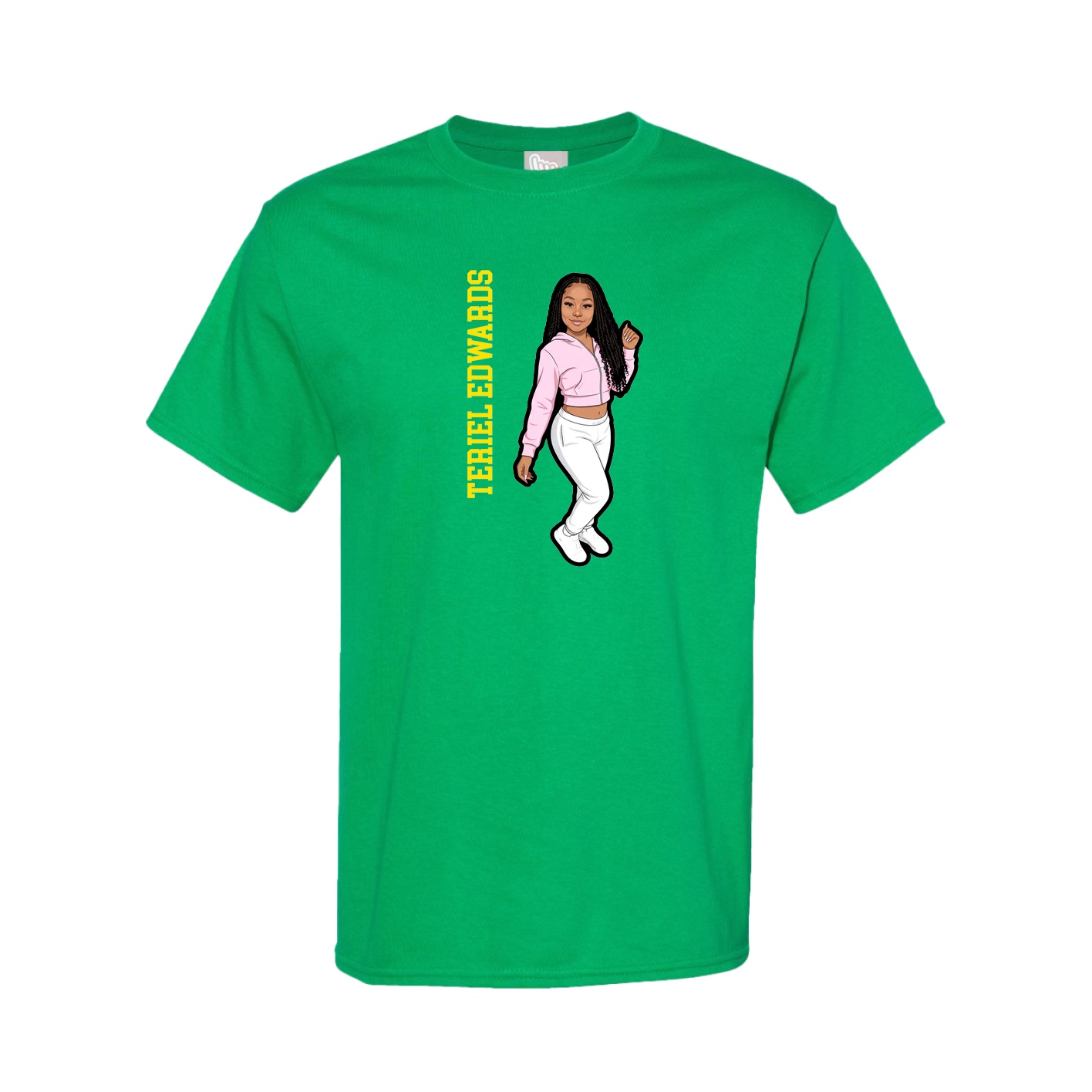 Tee — Name Vertical in Green