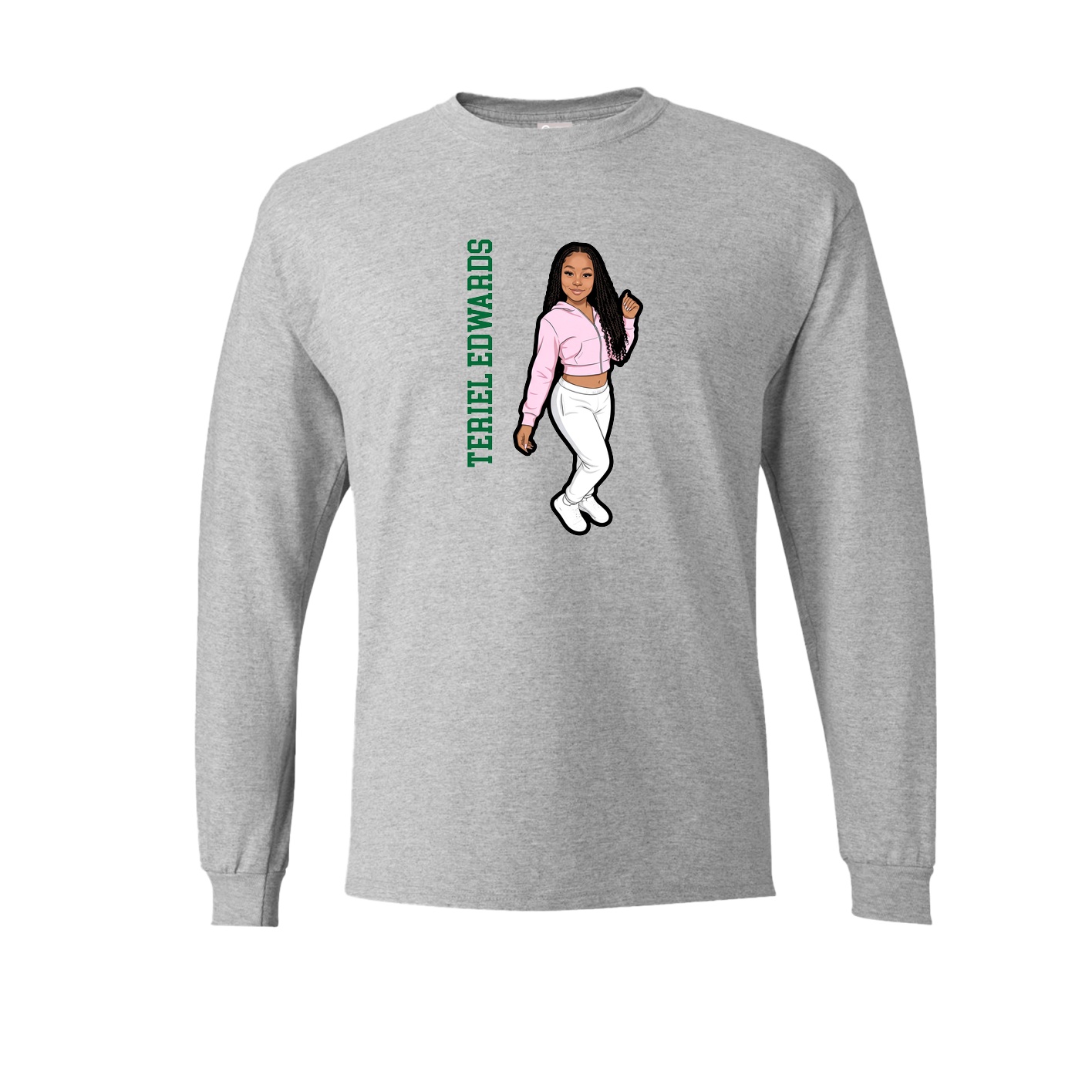 Long Sleeve Tee — Name Vertical in Grey