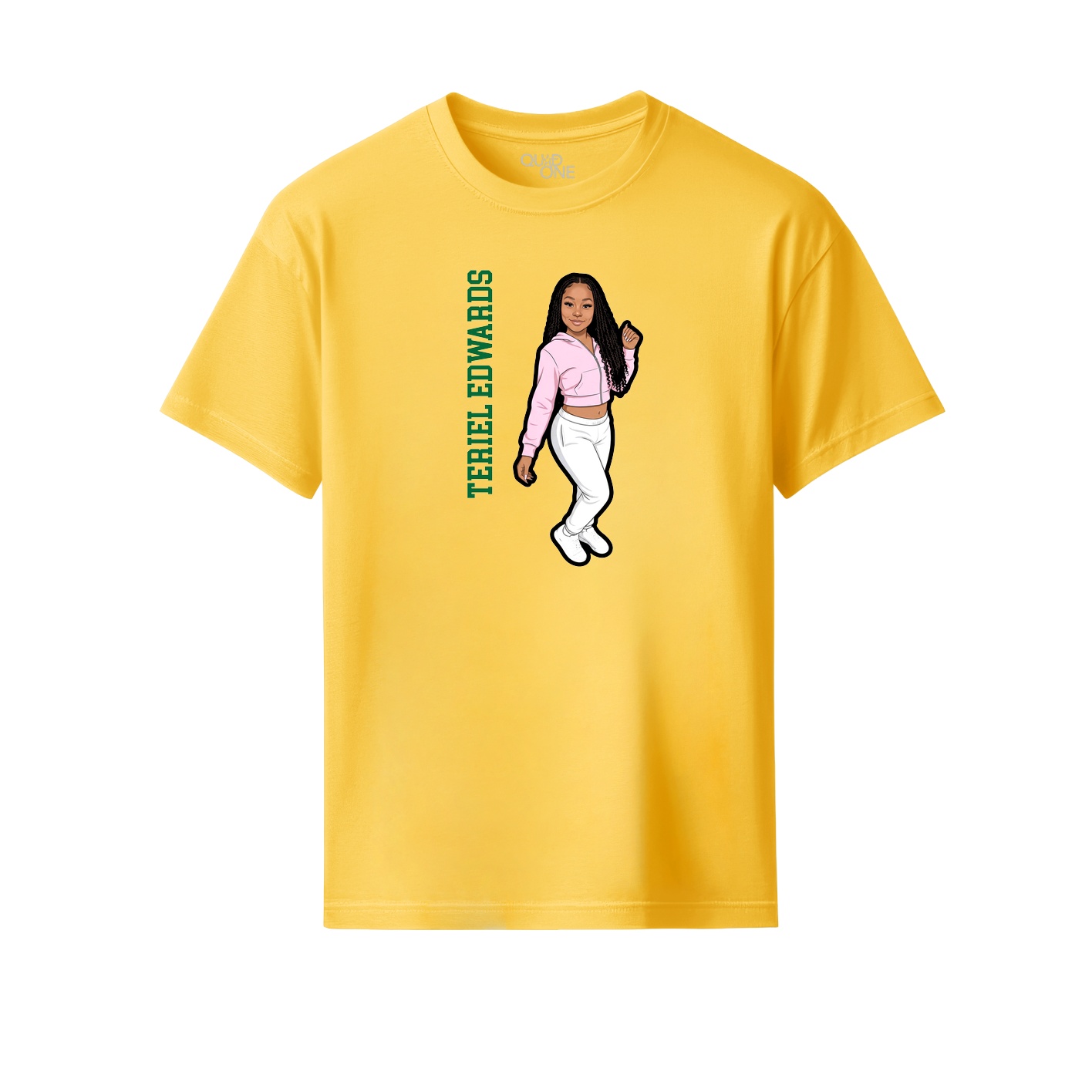 Youth Tee — Name Vertical in Yellow