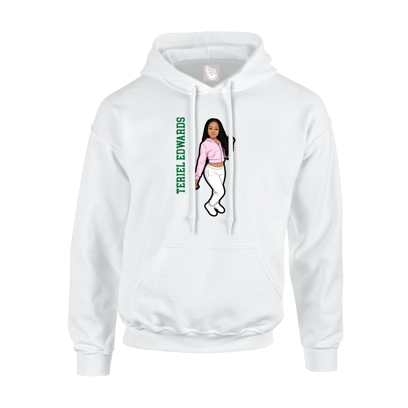 Youth Hoodie — Name Vertical in White