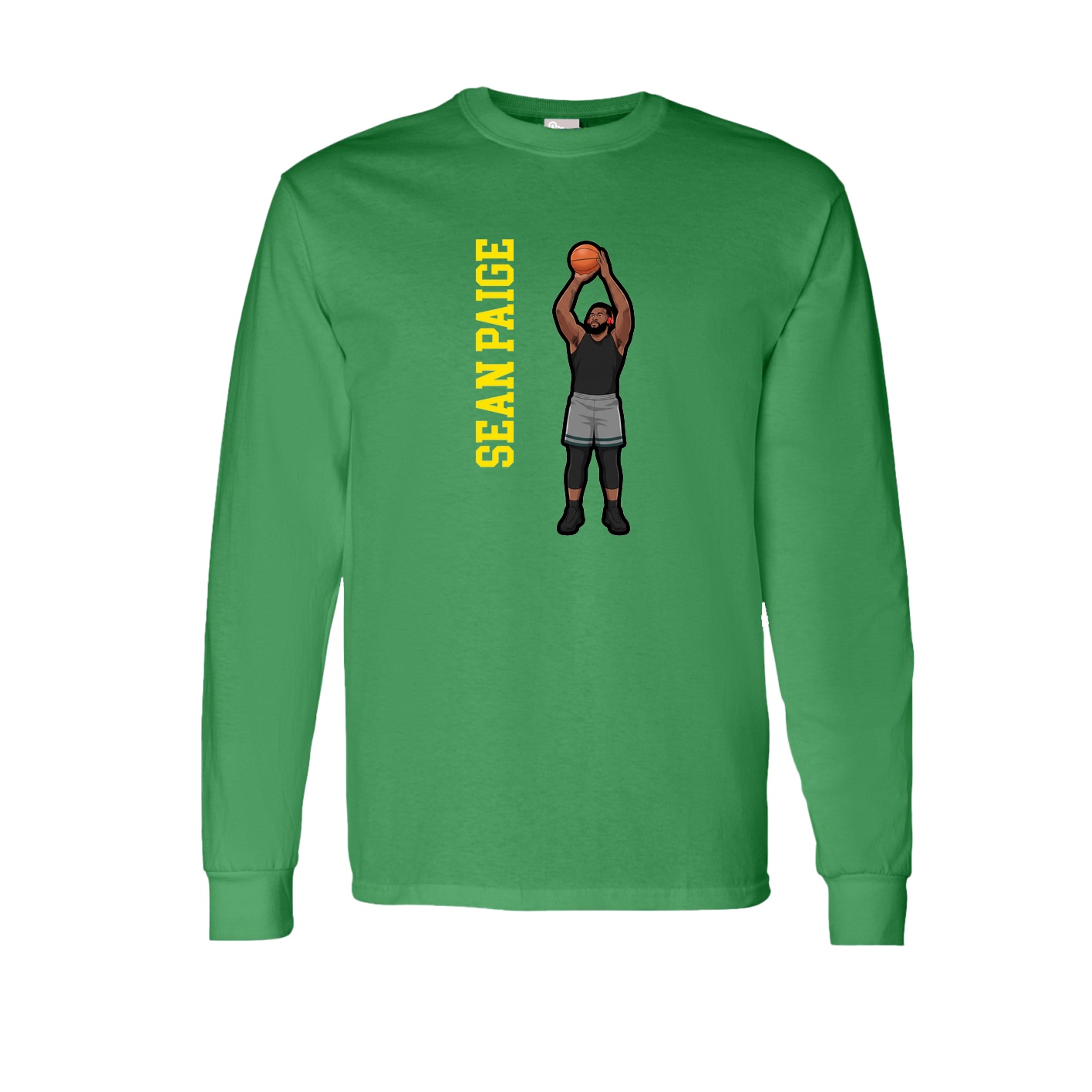 Long Sleeve Tee — Name Vertical in Green