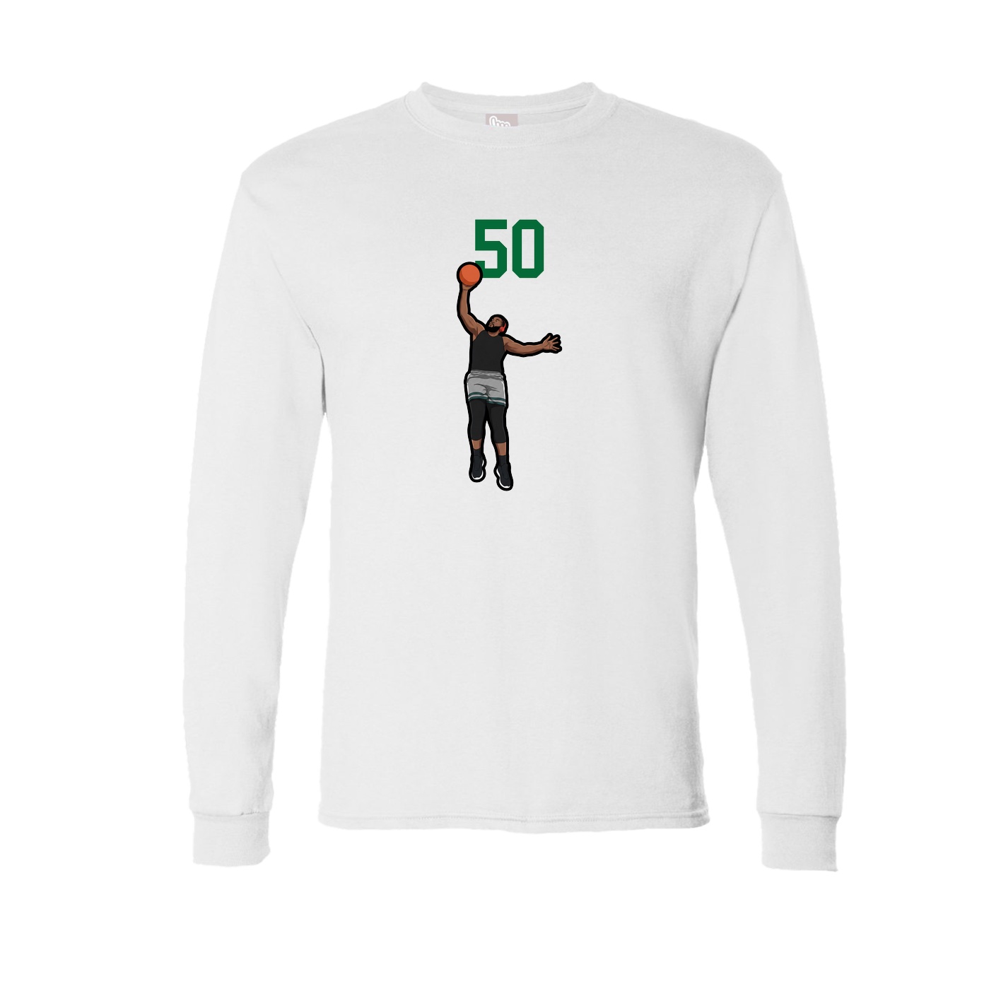 Long Sleeve Tee — Number Top in White