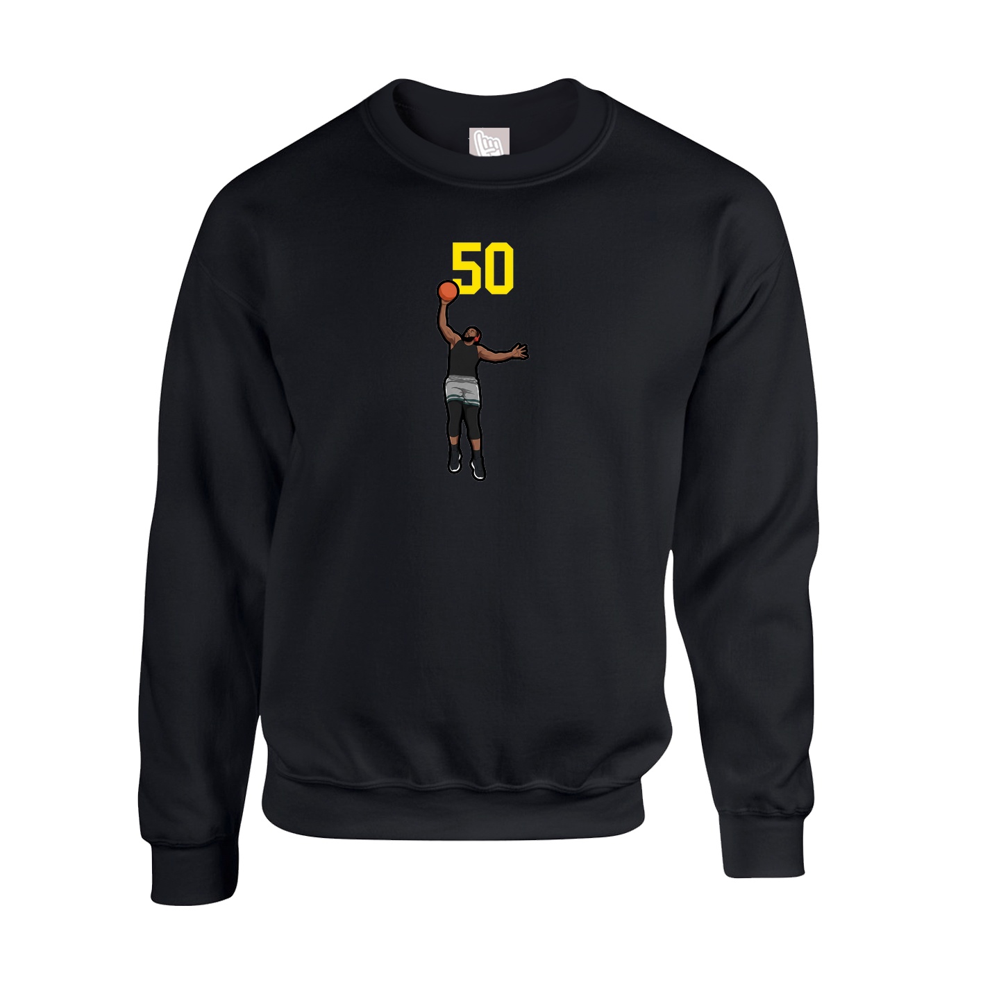 Fleece Crew — Number Top in Black