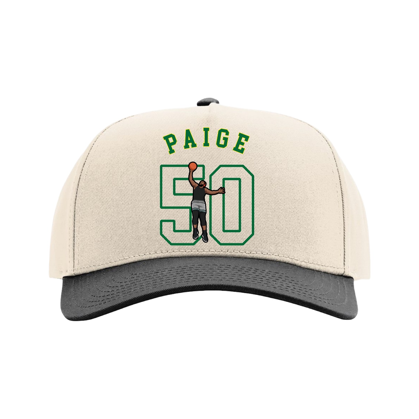 Full Fabric Five-Panel Champ Cap — Shirsey Arch in Cream/Black