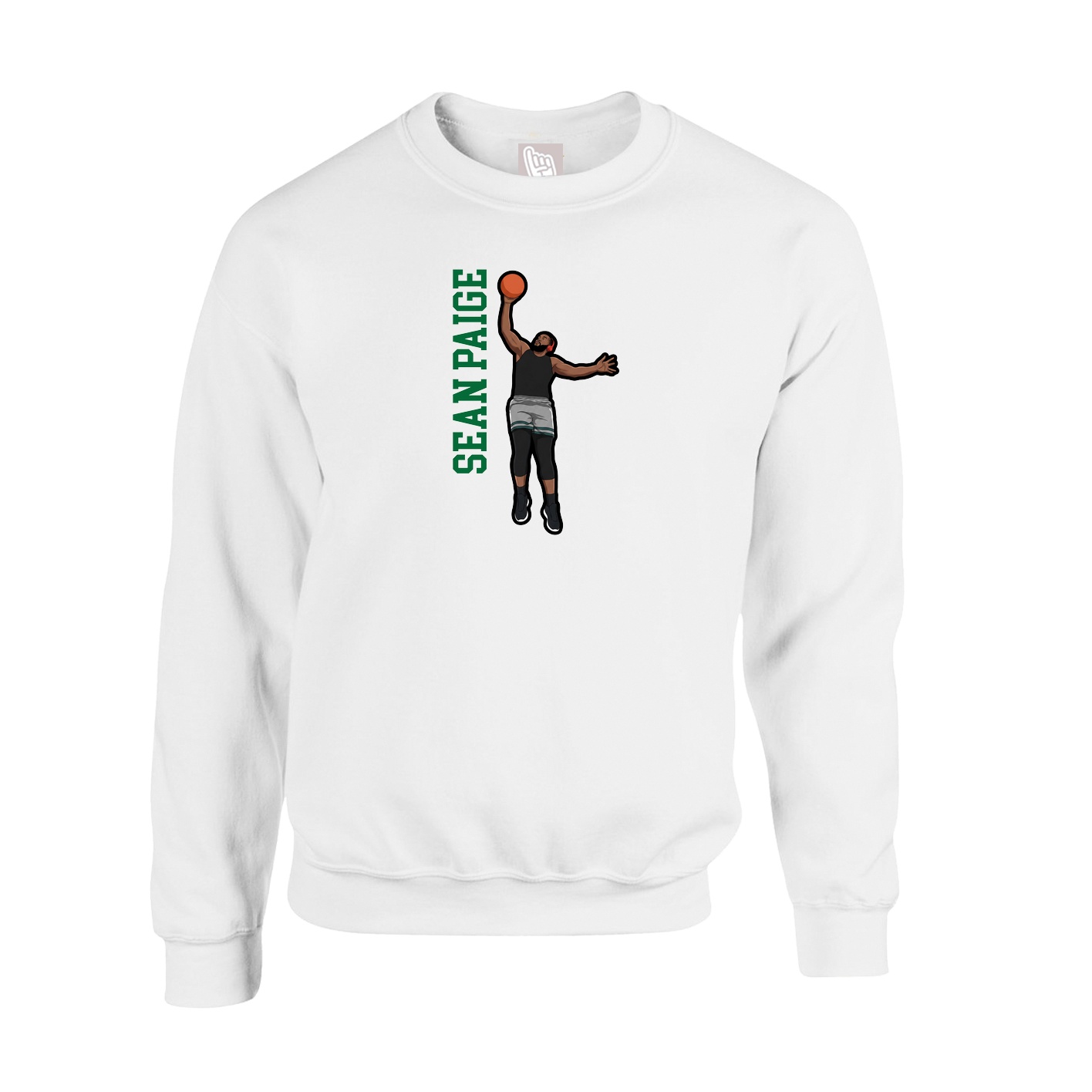 Fleece Crew — Name Vertical in White