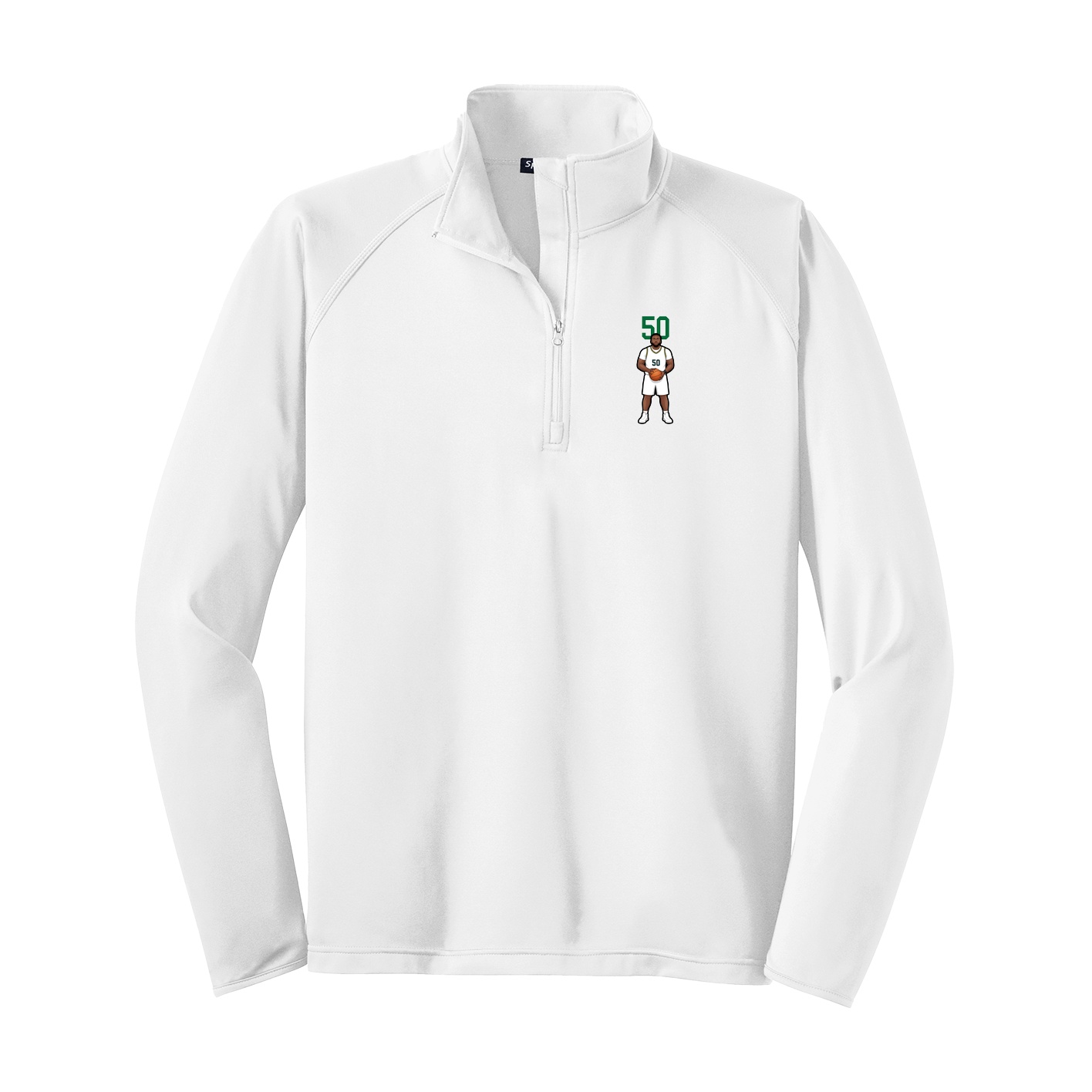Q-Zip Pullover — Number Top in White
