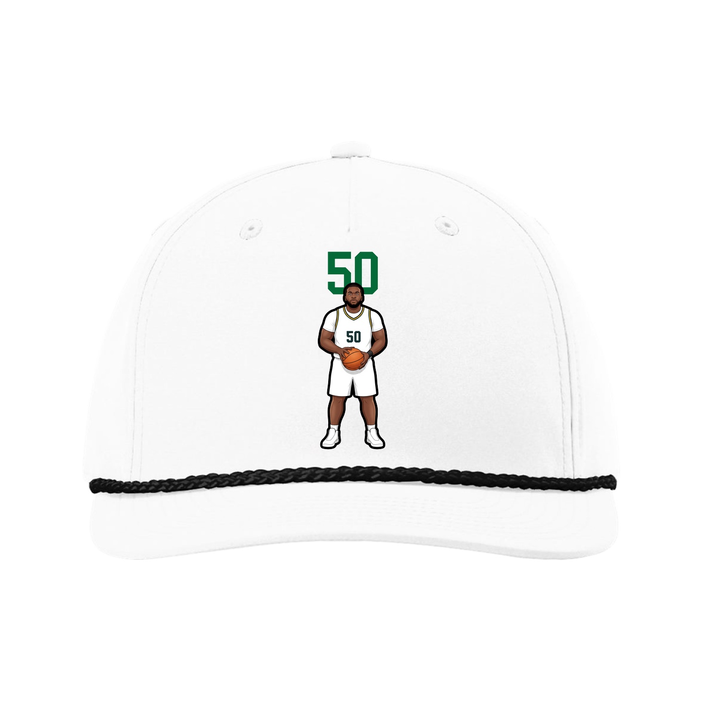 Five-Panel Classic Rope Cap — Number Top in White