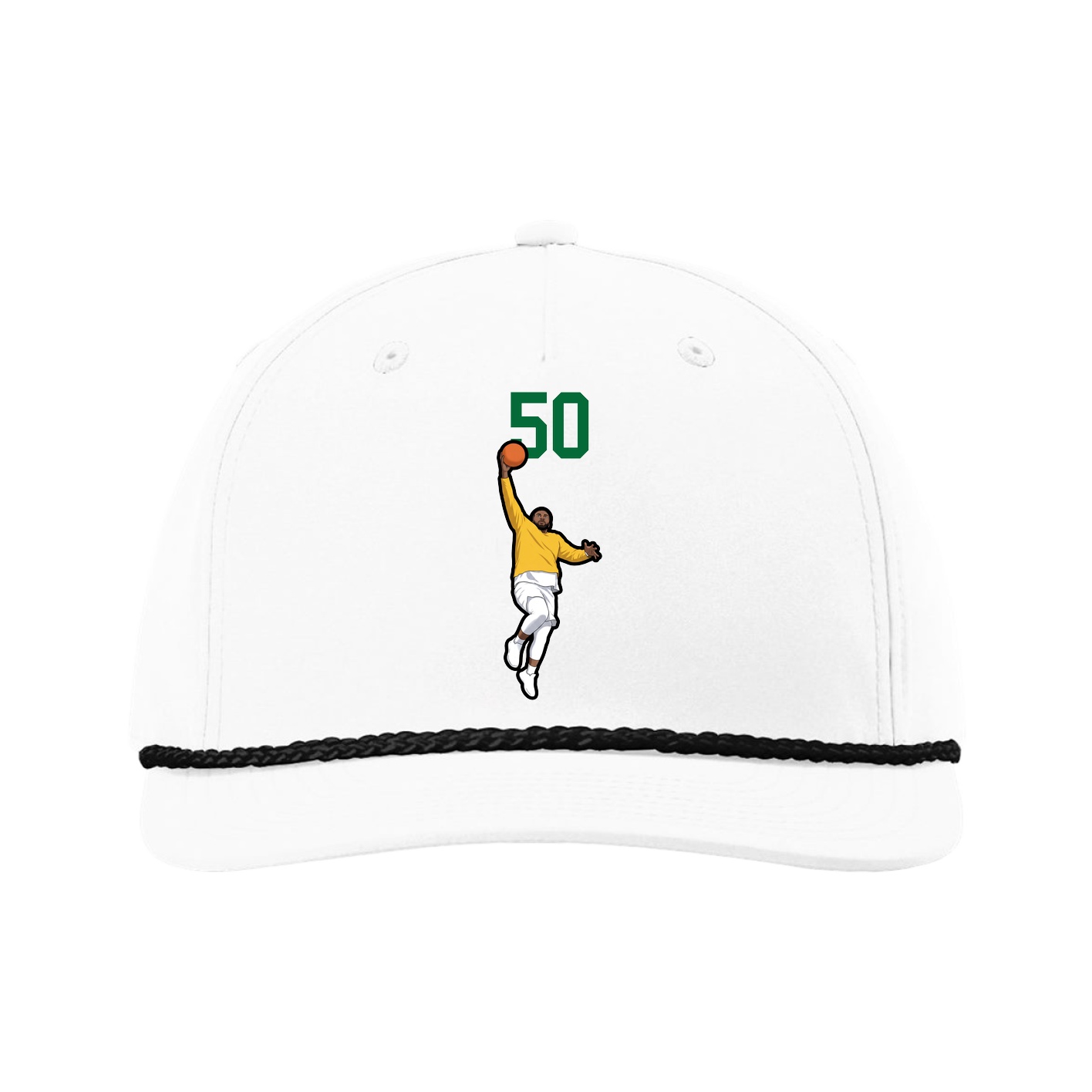 Five-Panel Classic Rope Cap — Number Top in White