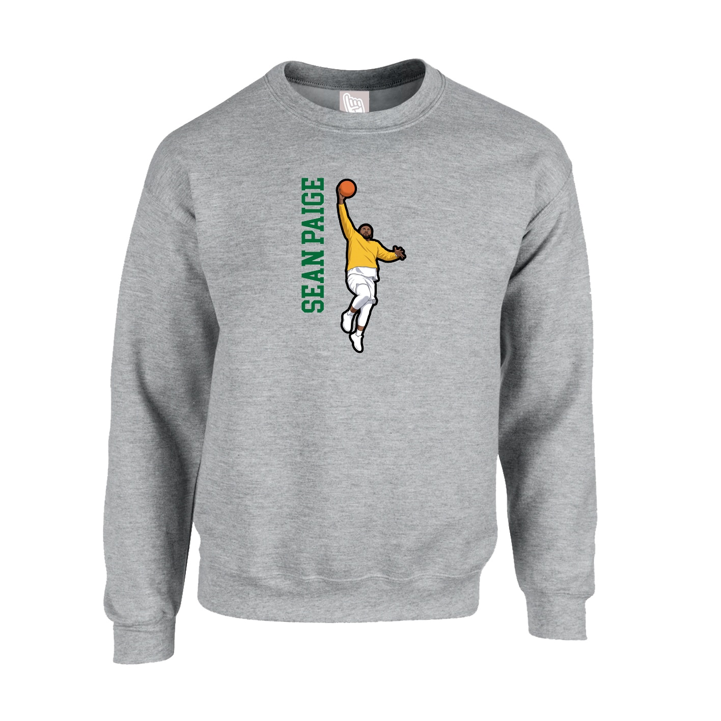 Fleece Crew — Name Vertical in Grey