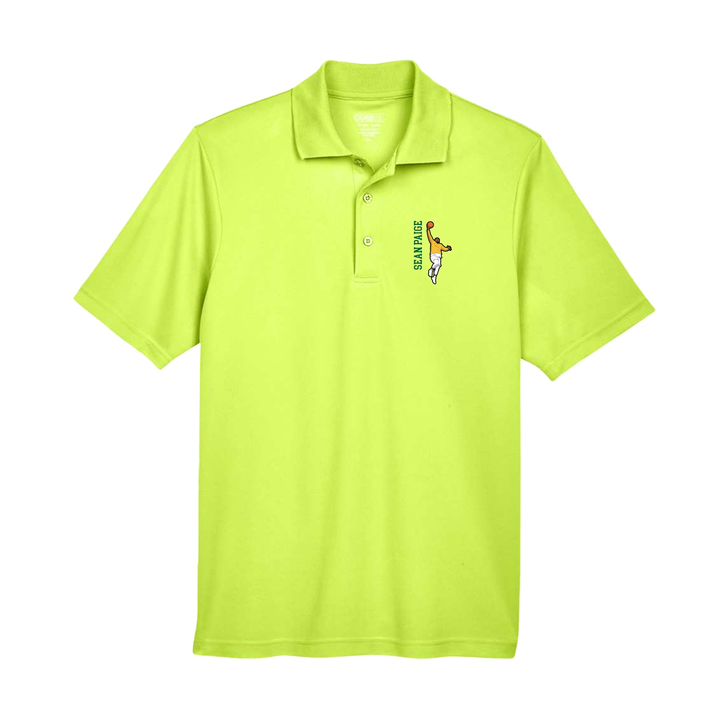 Performance Polo — Name Vertical in Yellow