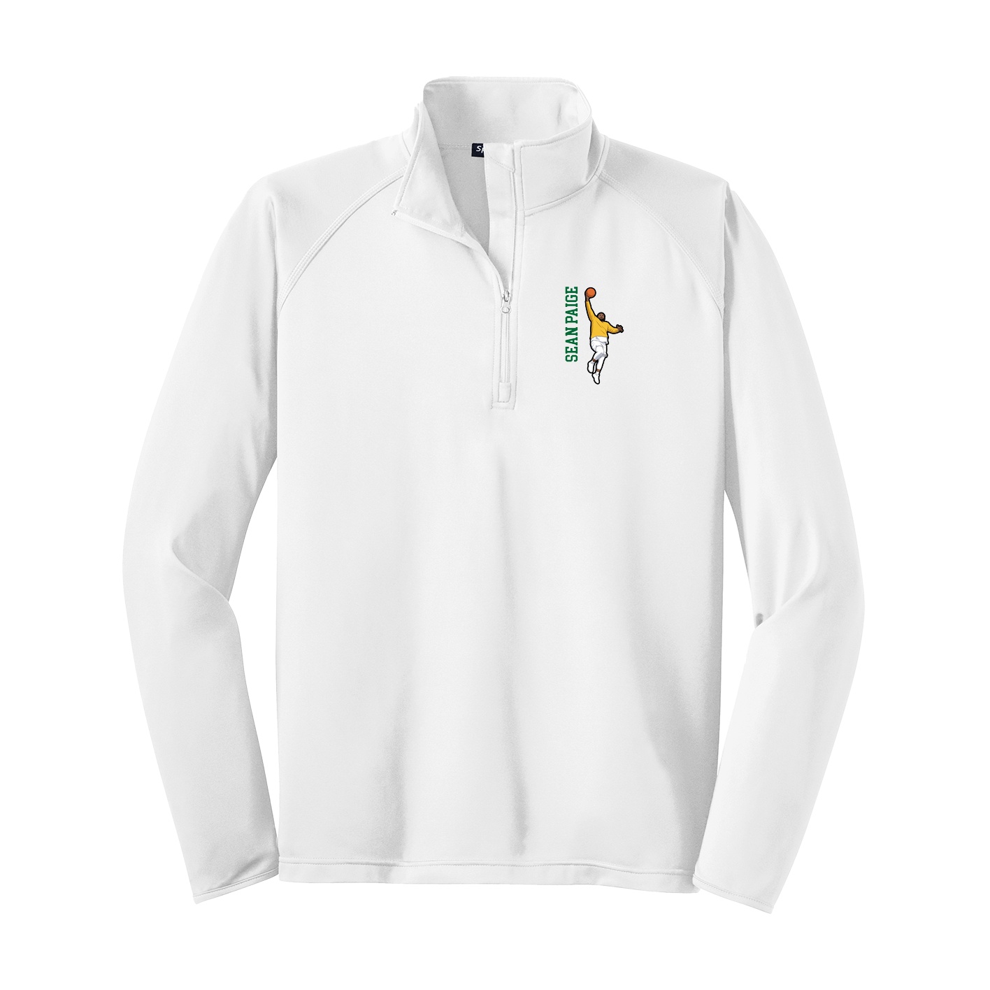 Q-Zip Pullover — Name Vertical in White