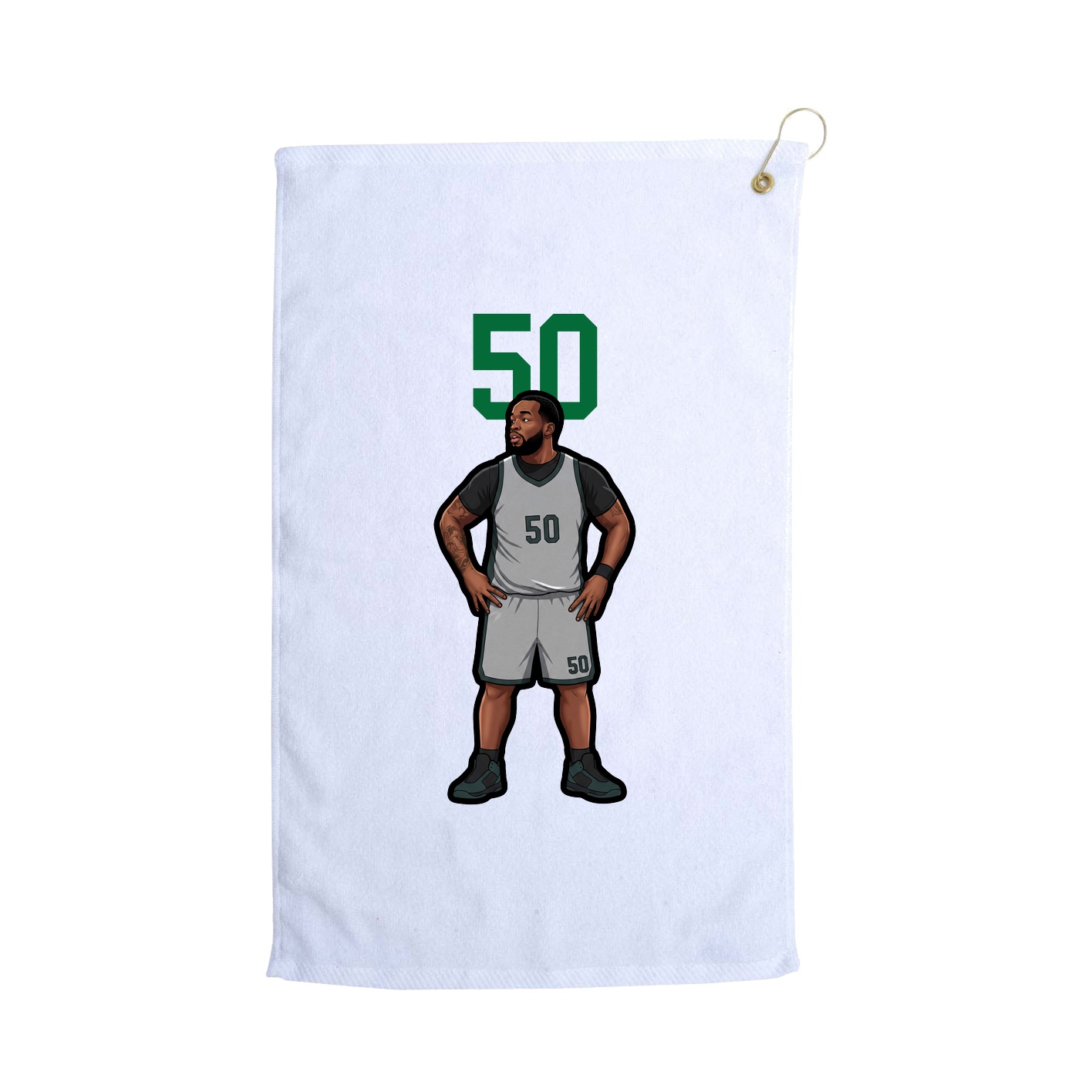 Golf Towel — Number Top in White