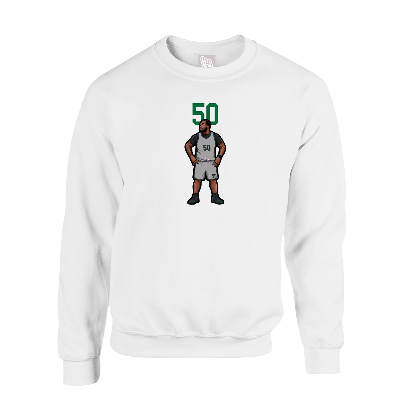 Fleece Crew — Number Top in White