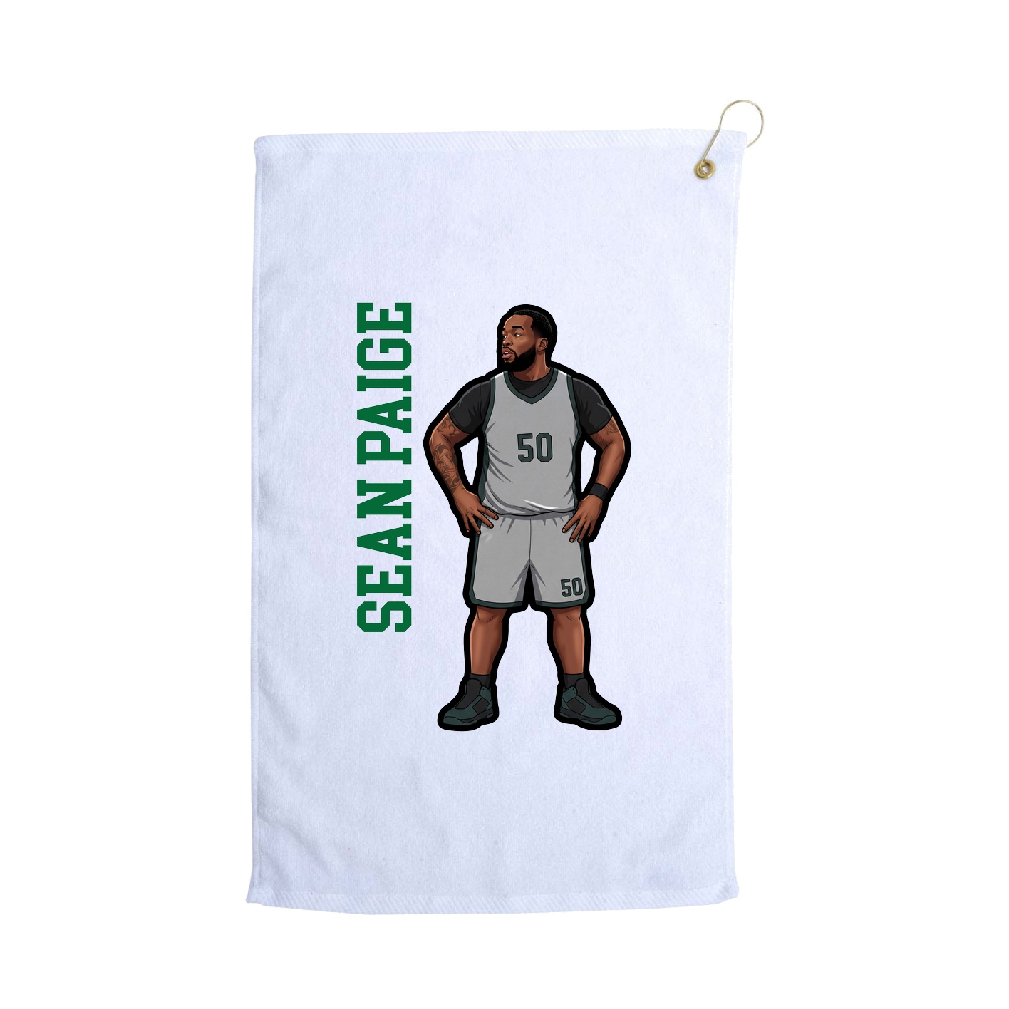 Golf Towel — Name Vertical in White