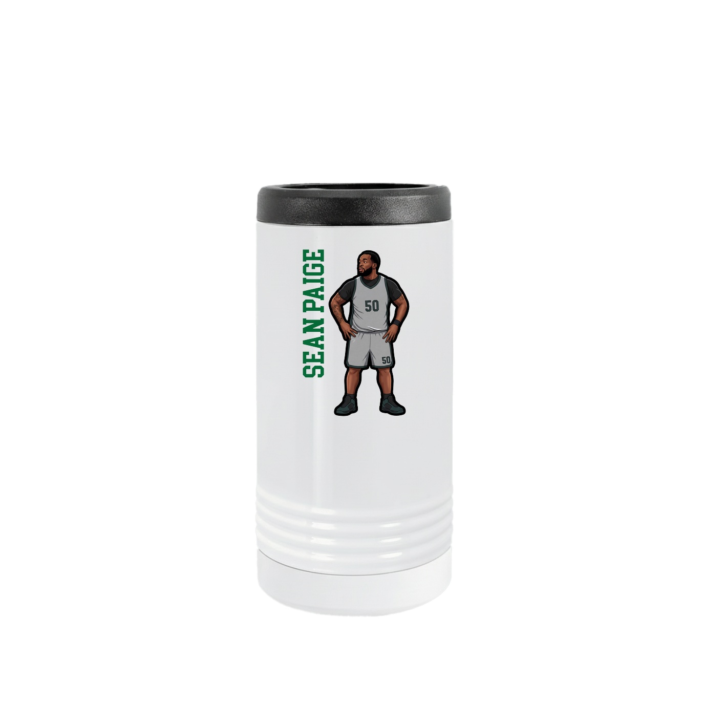 Slim Beverage Holder — Name Vertical in White