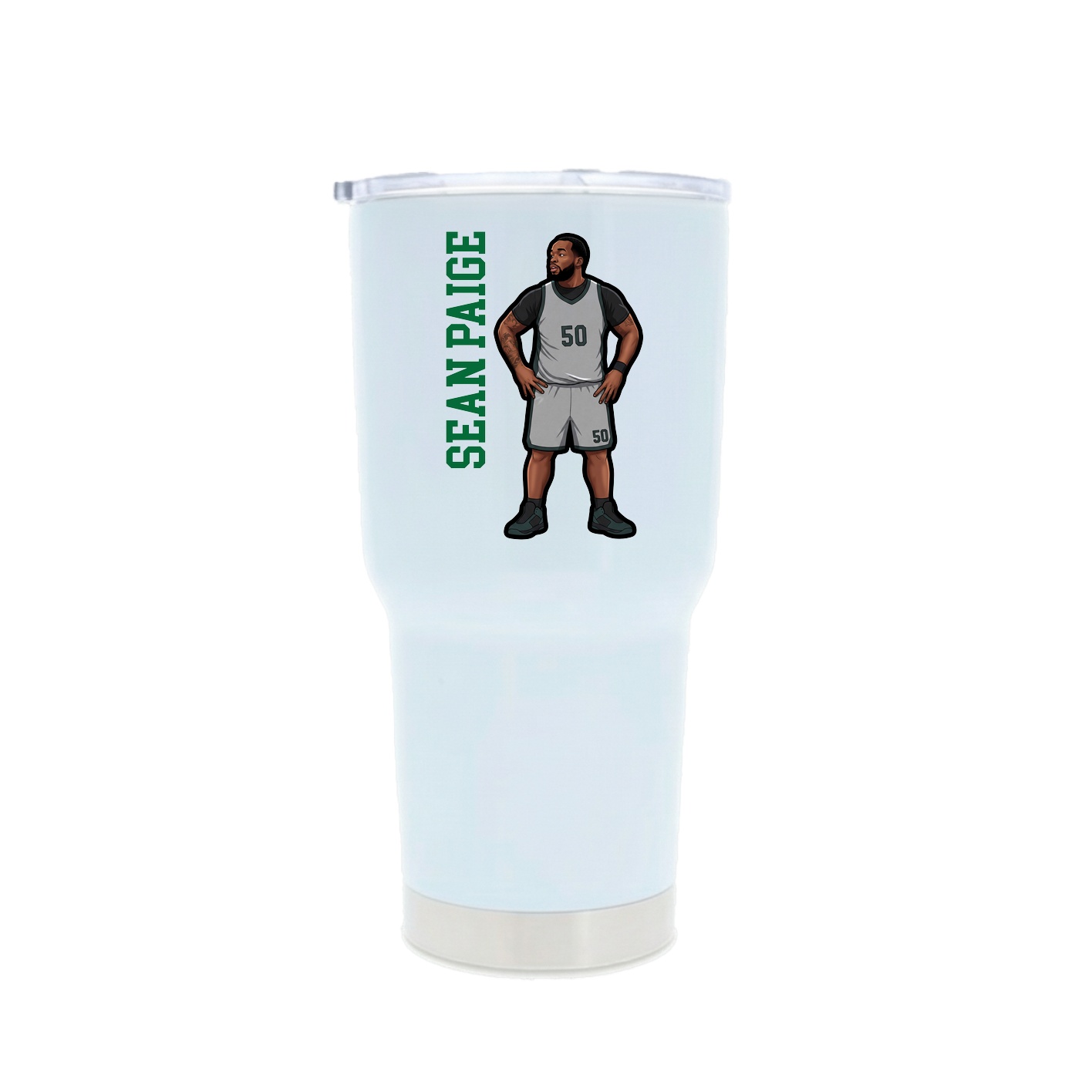 30oz Stainless Steel Tumbler — Name Vertical in White